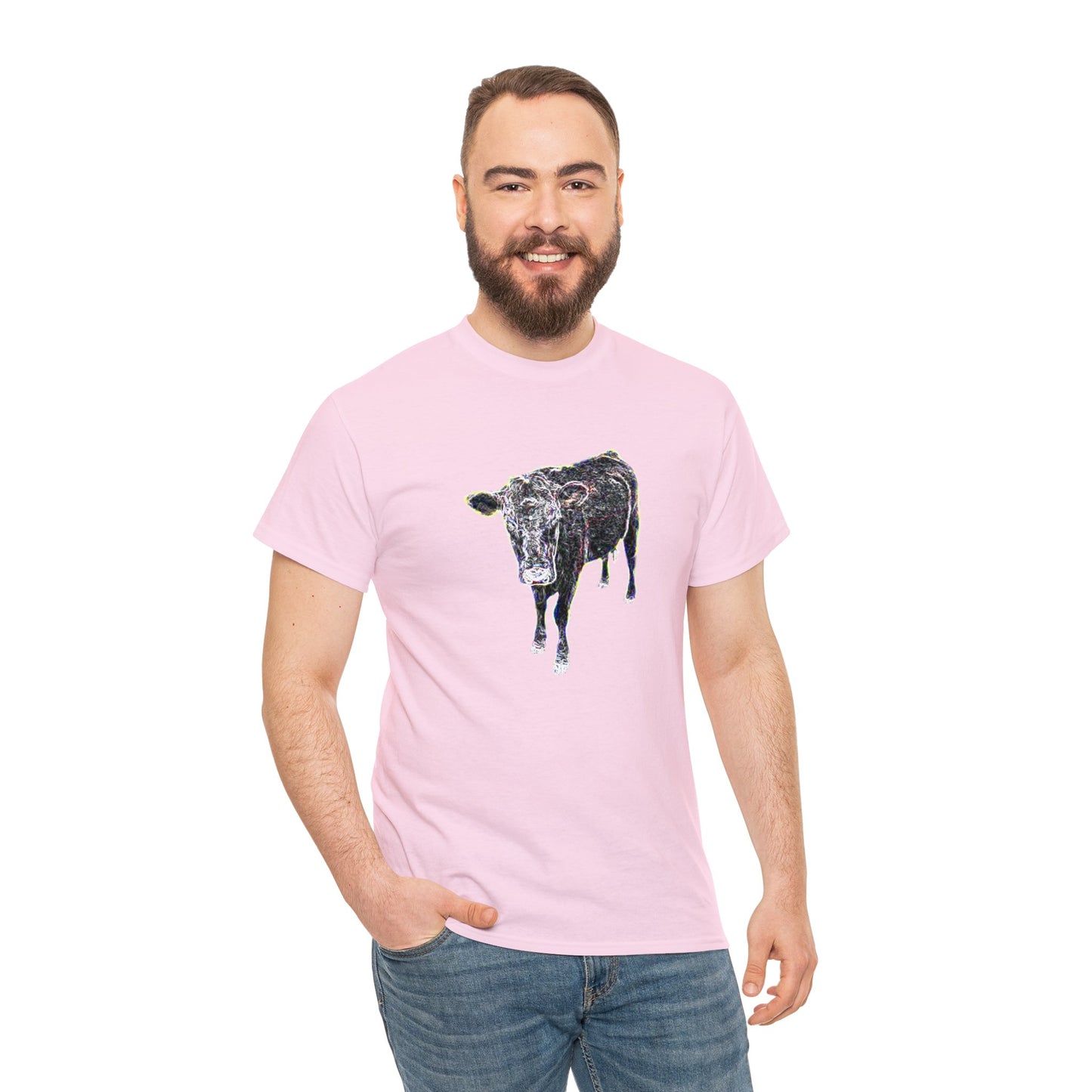 Vintage Retro Cow on the Farm Heavy Cotton Tee