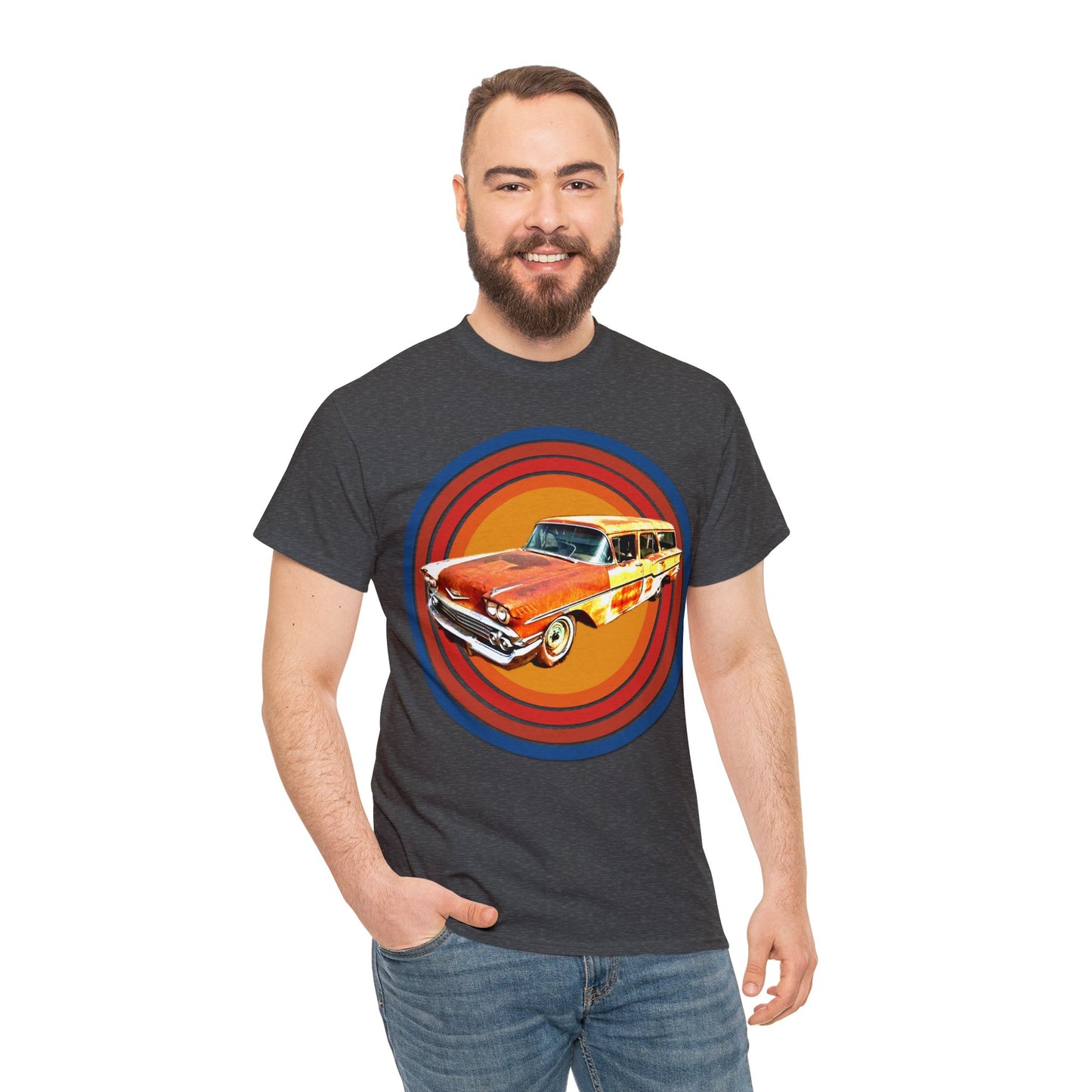 Vintage 1950's Station Wagon Car, Rusty Old Station Wagon, Vintage Station Wagon Heavy Cotton Tee