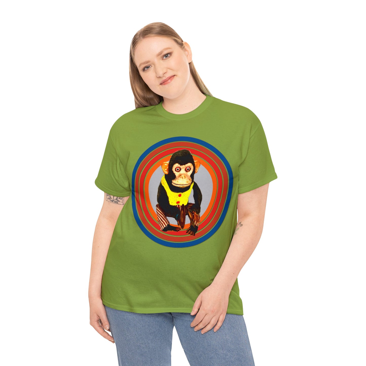 Cymbal Chimp Toy, Jolly Monkey With Cymbals Vintage Retro Heavy Cotton Tee