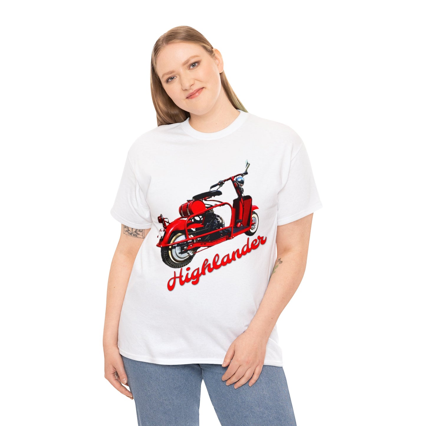 Highlander Mini Bike, Vintage Scooter, Retro Scooter, Moped, Minibike Heavy Cotton Tee