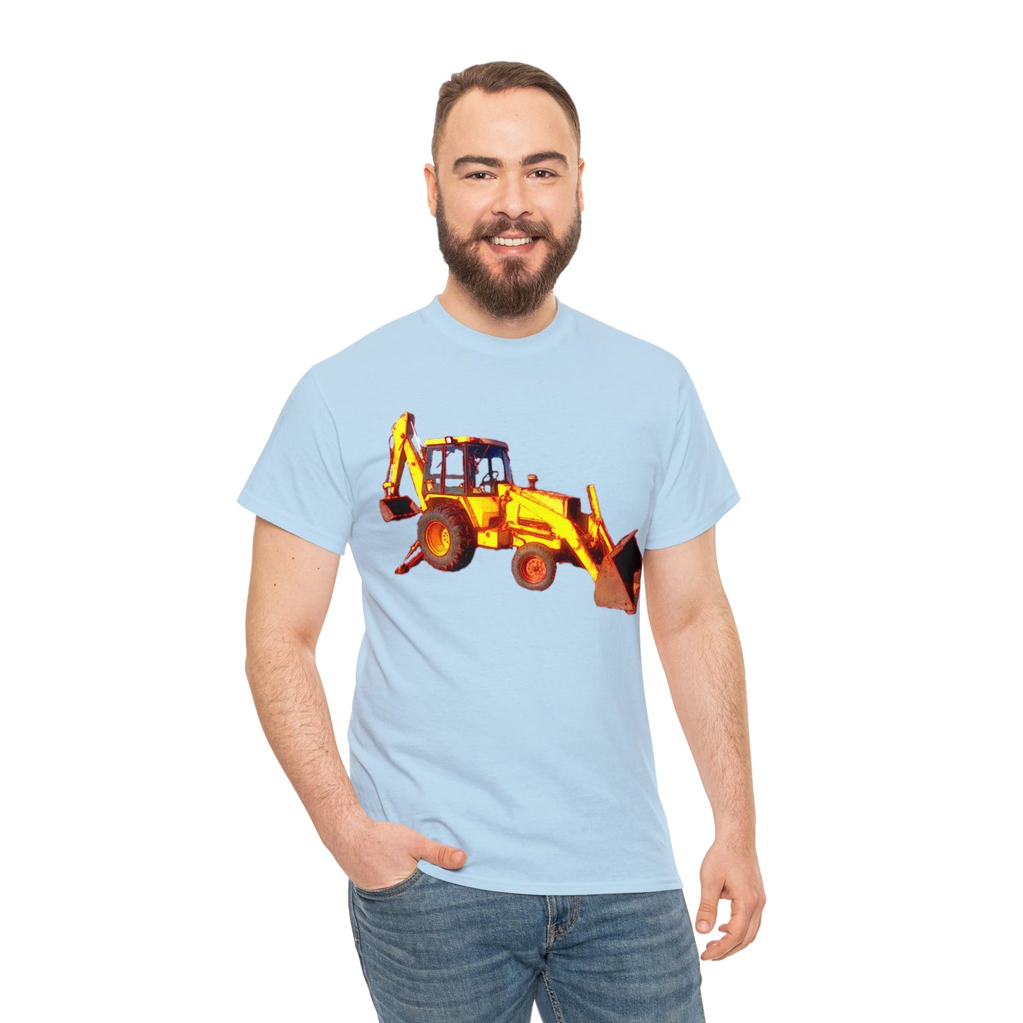 Back Hoe, Tractor, Bulldozer, Excavator, Construction, Under Construction Heavy Cotton Tee