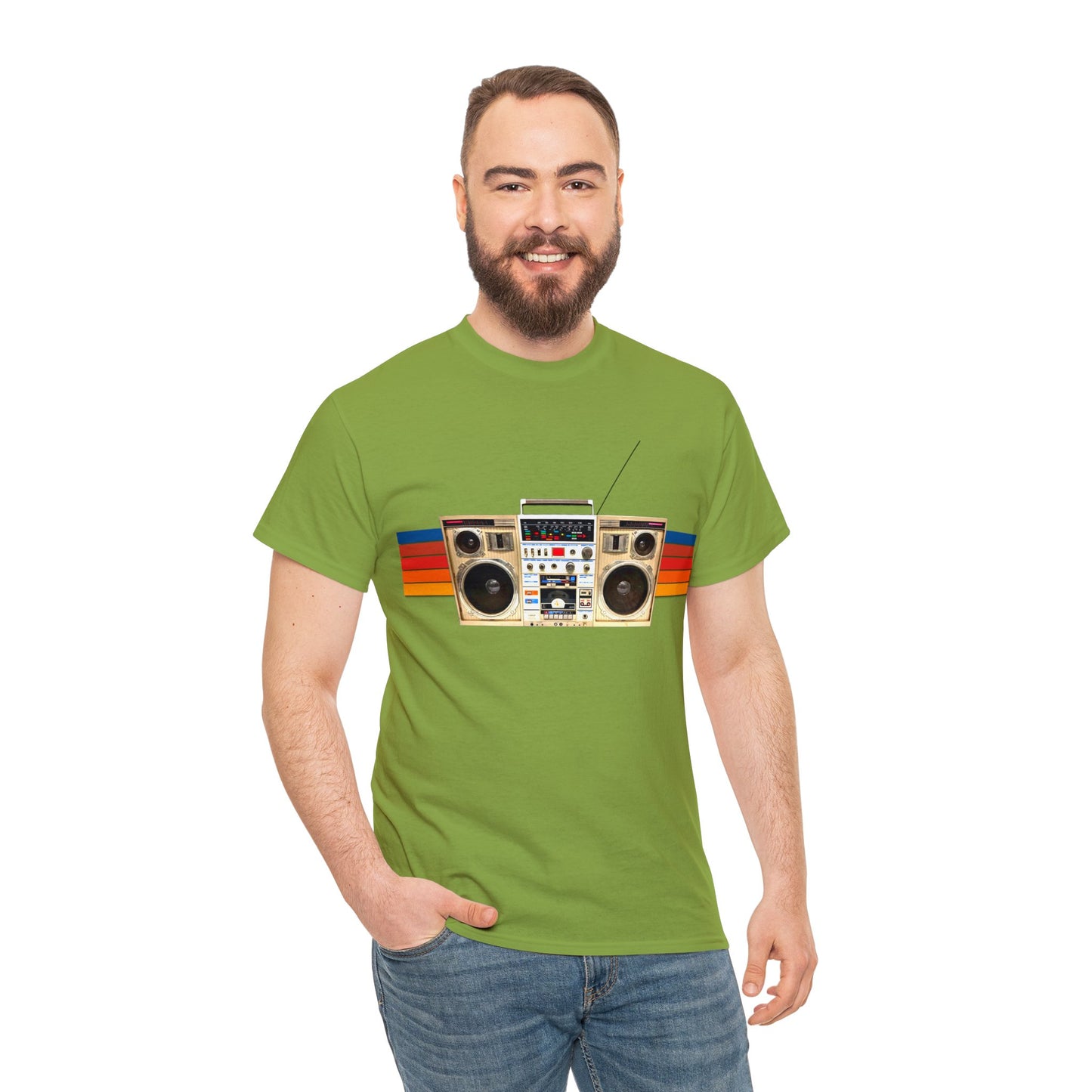 Jam Box, Ghetto Blaster, Boombox, Vintage Radio, Retro Cassette Player Heavy Cotton Tee