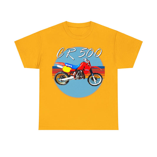 CR 500 Vintage Retro Motor Cross Motocross Motorcycle Dirt Bike Heavy Cotton Tee