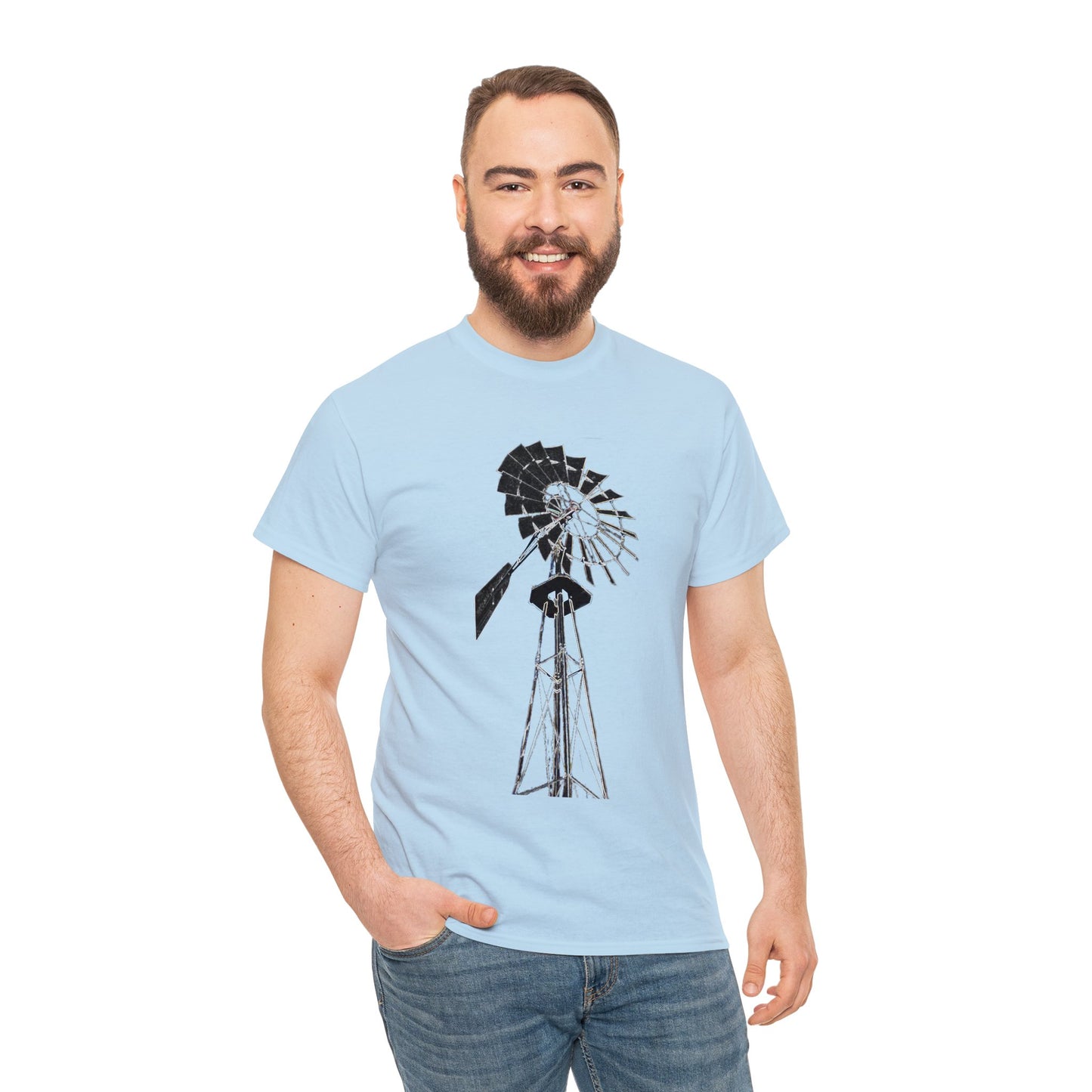 Windmill, Country Boy, Country Girl, Farmer, Vintage, Retro Heavy Cotton Tee