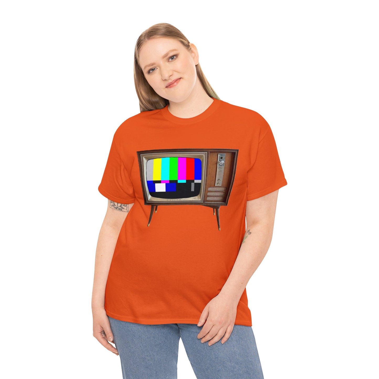 Vintage Television, Tube TV, Sign Off Screen, Old School, Vintage, Retro Heavy Cotton Tee