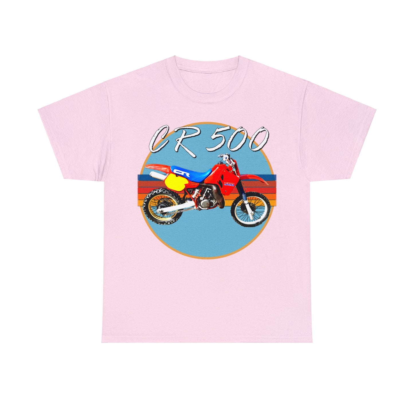 CR 500 Vintage Retro Motor Cross Motocross Motorcycle Dirt Bike Heavy Cotton Tee