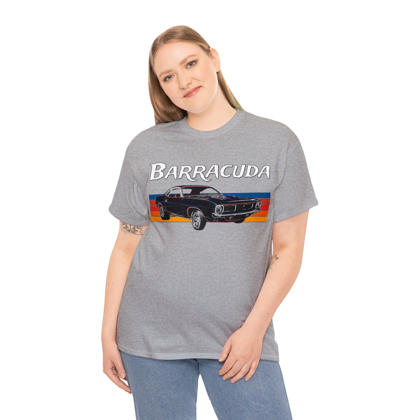 Barracuda Muscle Car, Cuda American Muscle Car, 1970s Car Heavy Cotton Tee