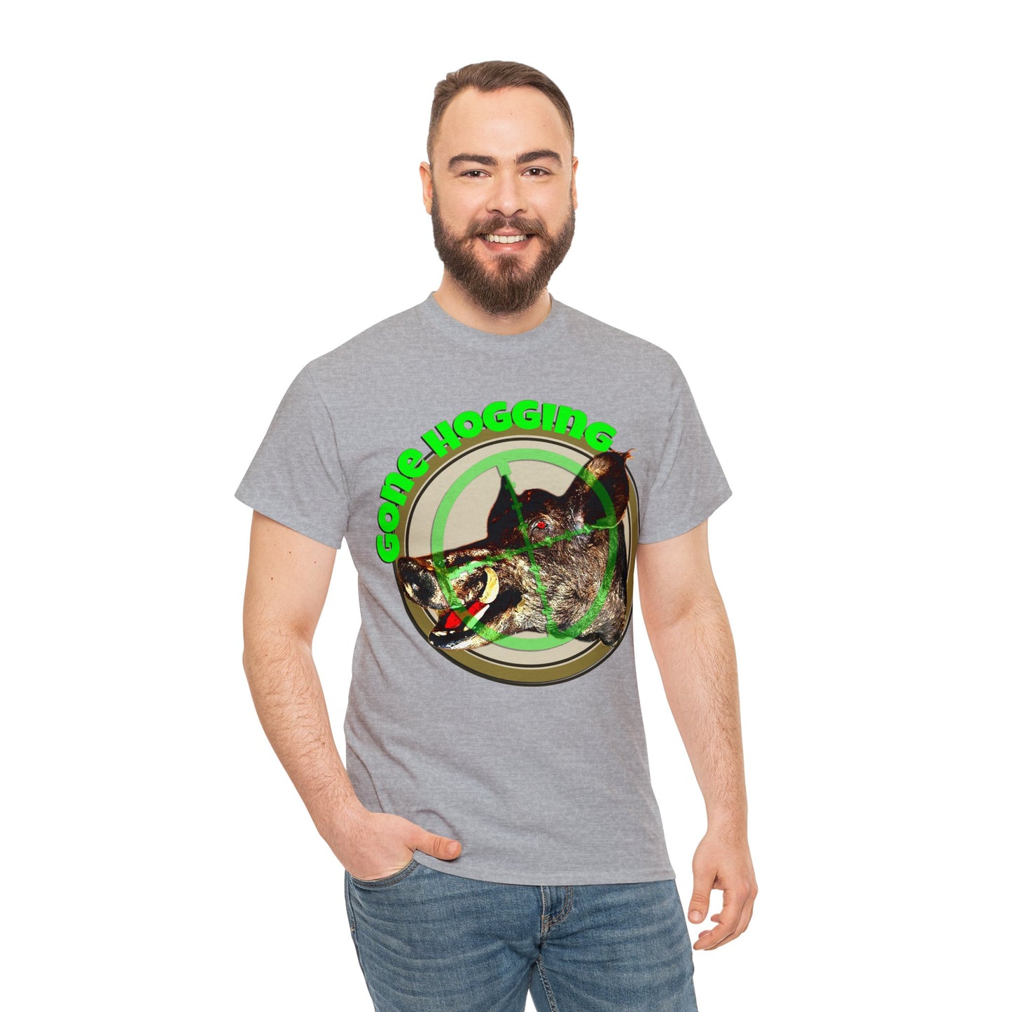 Wild Hog Hunter, Wild Hog, Hog Wild, Hog Boar Hunting Heavy Cotton Tee