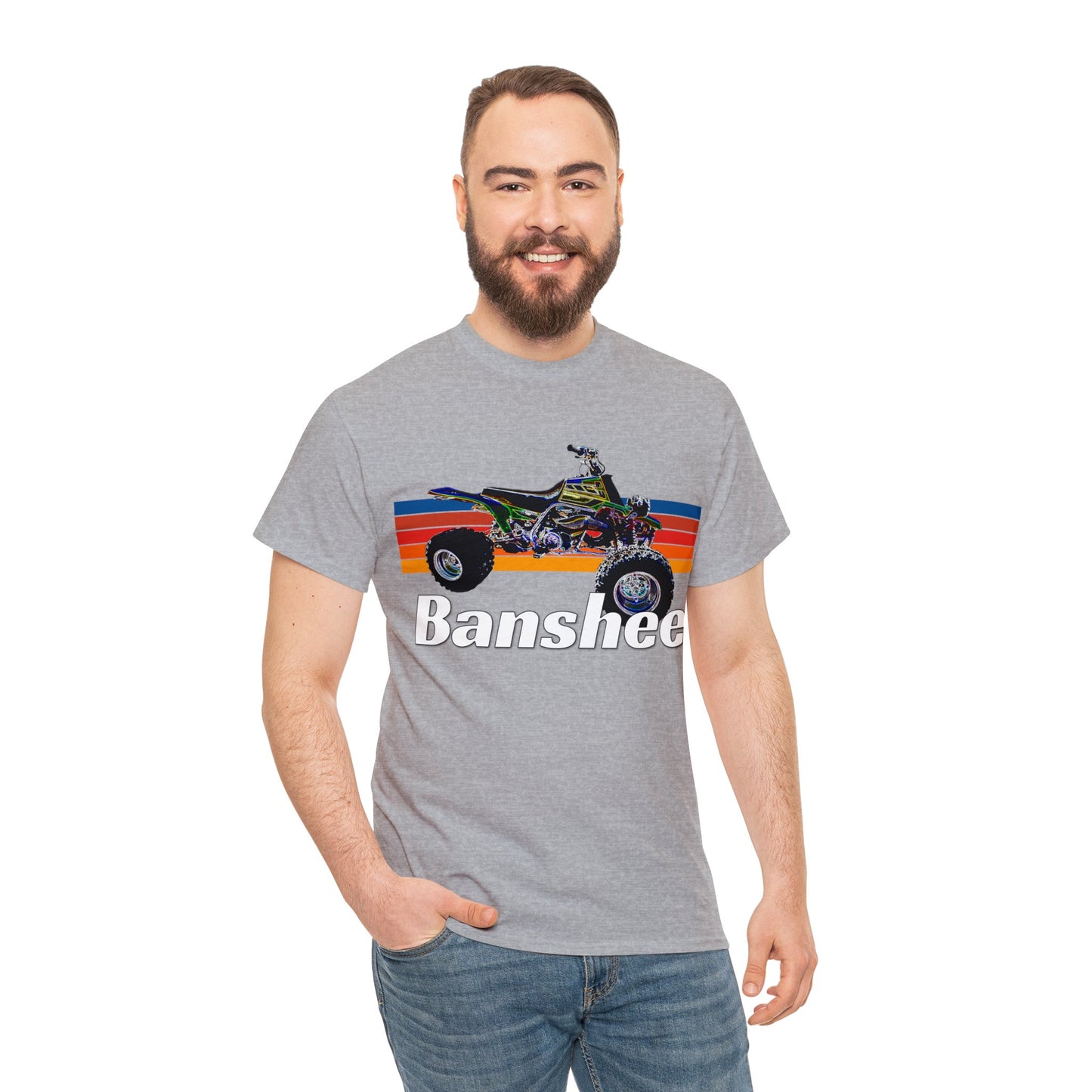 Banshee Quad, ATV, ATC, Vintage, Retro, Yamaha, All Terrain Vehicle Heavy Cotton Tee