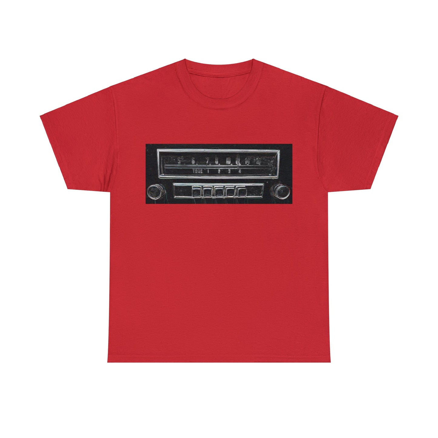 Car Radio, Vintage Car Radio, AM Car Radio, FM Car Radio, Retro Car Radio Heavy Cotton Tee