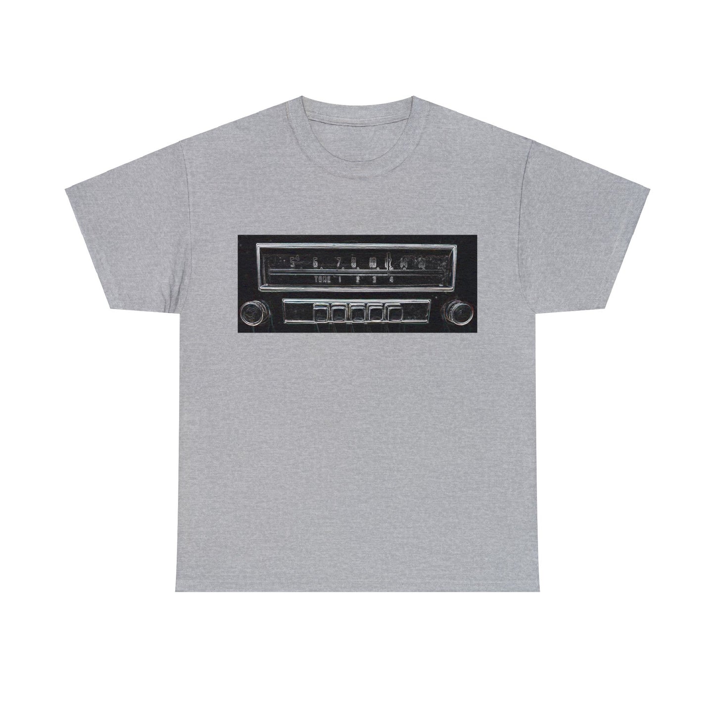 Car Radio, Vintage Car Radio, AM Car Radio, FM Car Radio, Retro Car Radio Heavy Cotton Tee