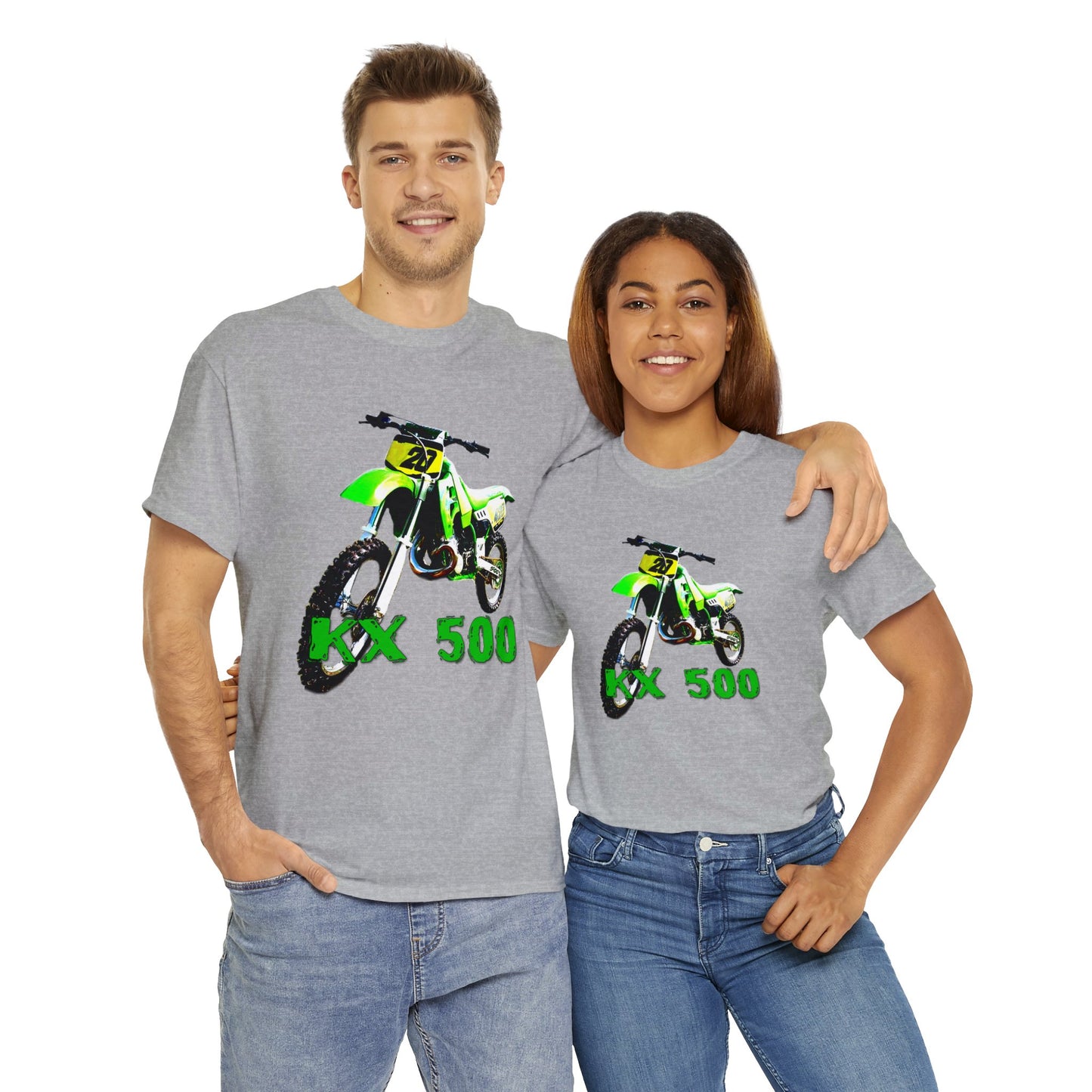 KX 500 Motocross, Vintage Dirt Bike, Green Dirt Bike, Motocross Heavy Cotton Tee