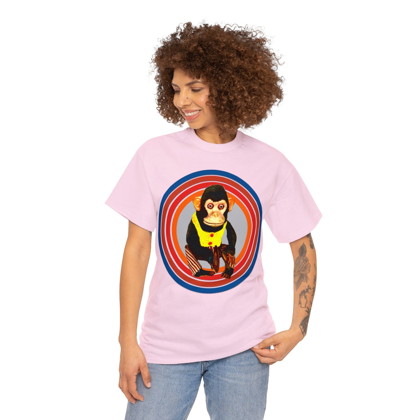 Cymbal Chimp Toy, Jolly Monkey With Cymbals Vintage Retro Heavy Cotton Tee