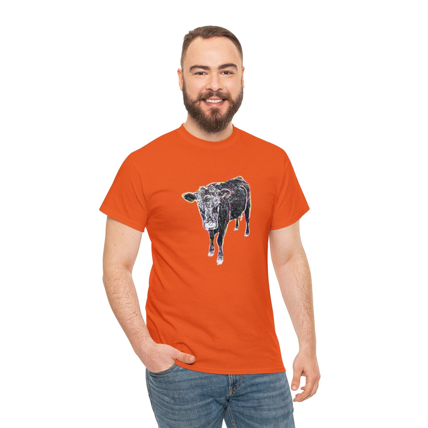 Vintage Retro Cow on the Farm Heavy Cotton Tee