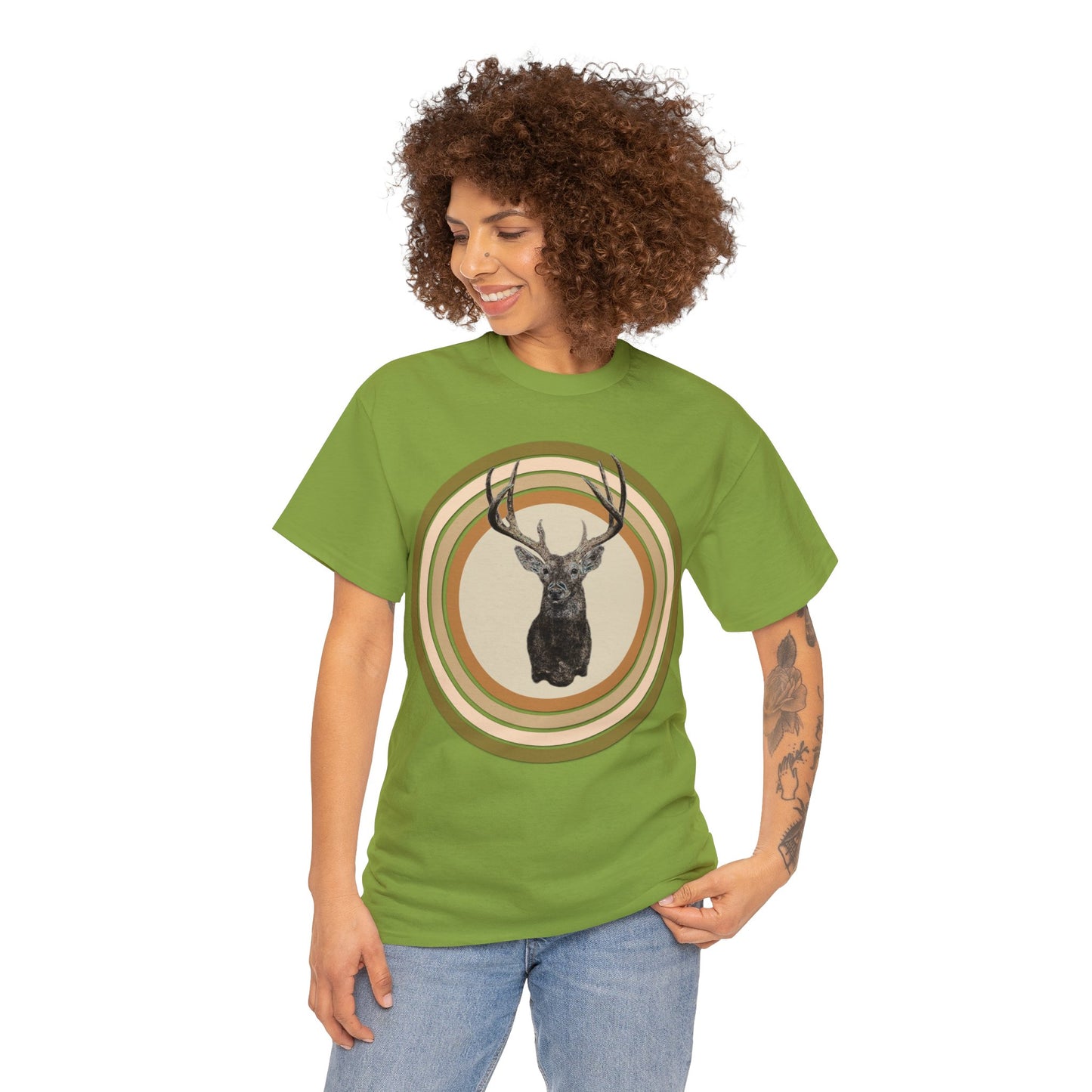 White Tail Deer, Deer Hunting, Deer Hunter, 8 Point Deer, Buck Heavy Cotton Tee