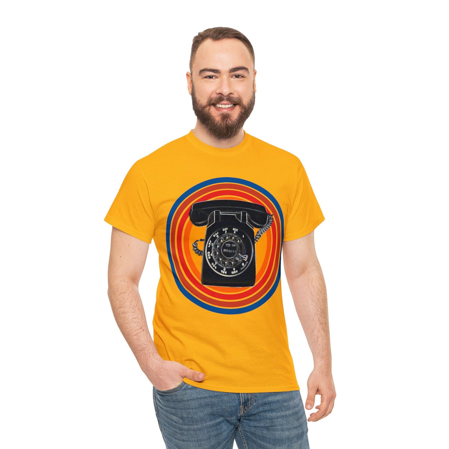 Vintage Retro Rotary Antique Telephone Phone Heavy Cotton Tee