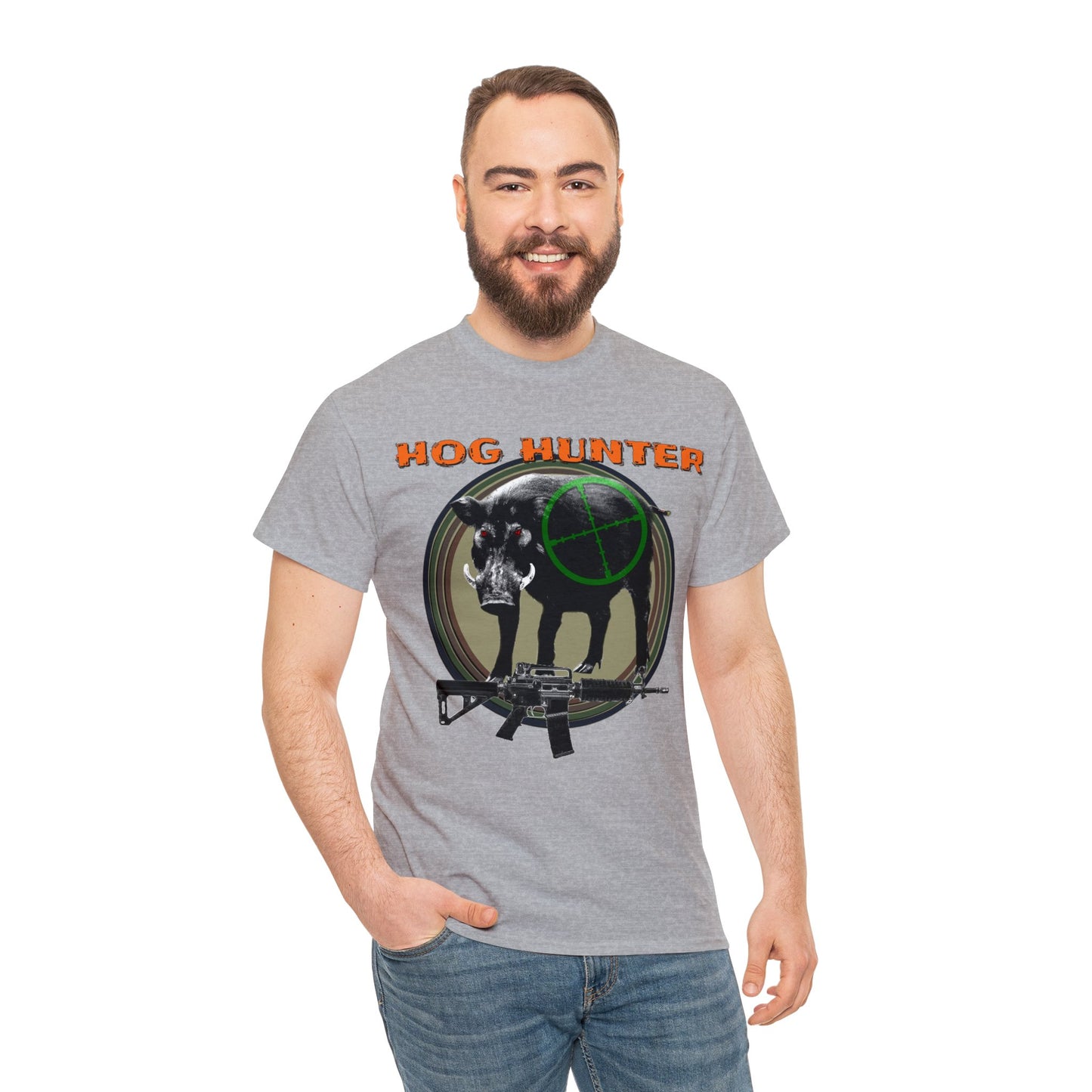 Wild Hog Hunter, Wild Hog, Hog Wild, Hog Boar Hunting Heavy Cotton Tee
