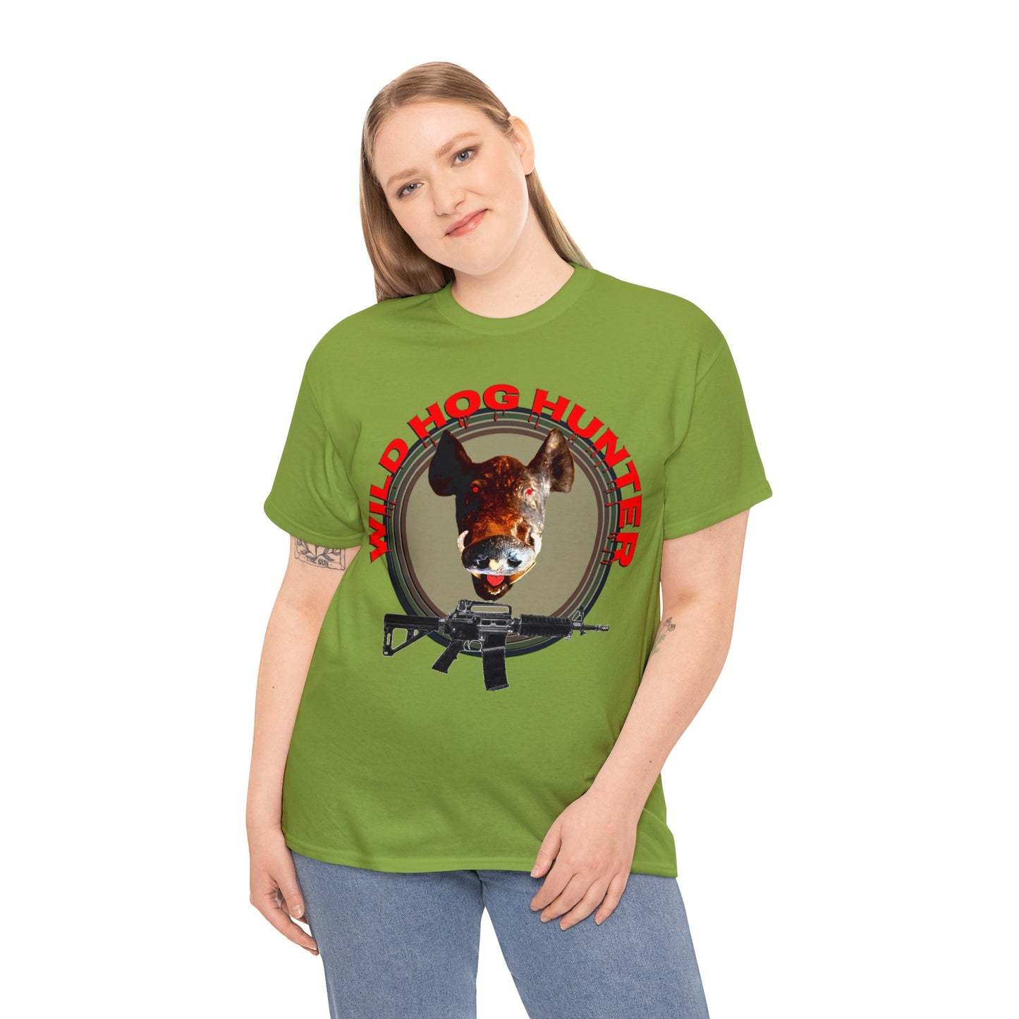 Wild Hog Hunter, Wild Hog, Hog Wild, Hog Boar Hunting Heavy Cotton Tee