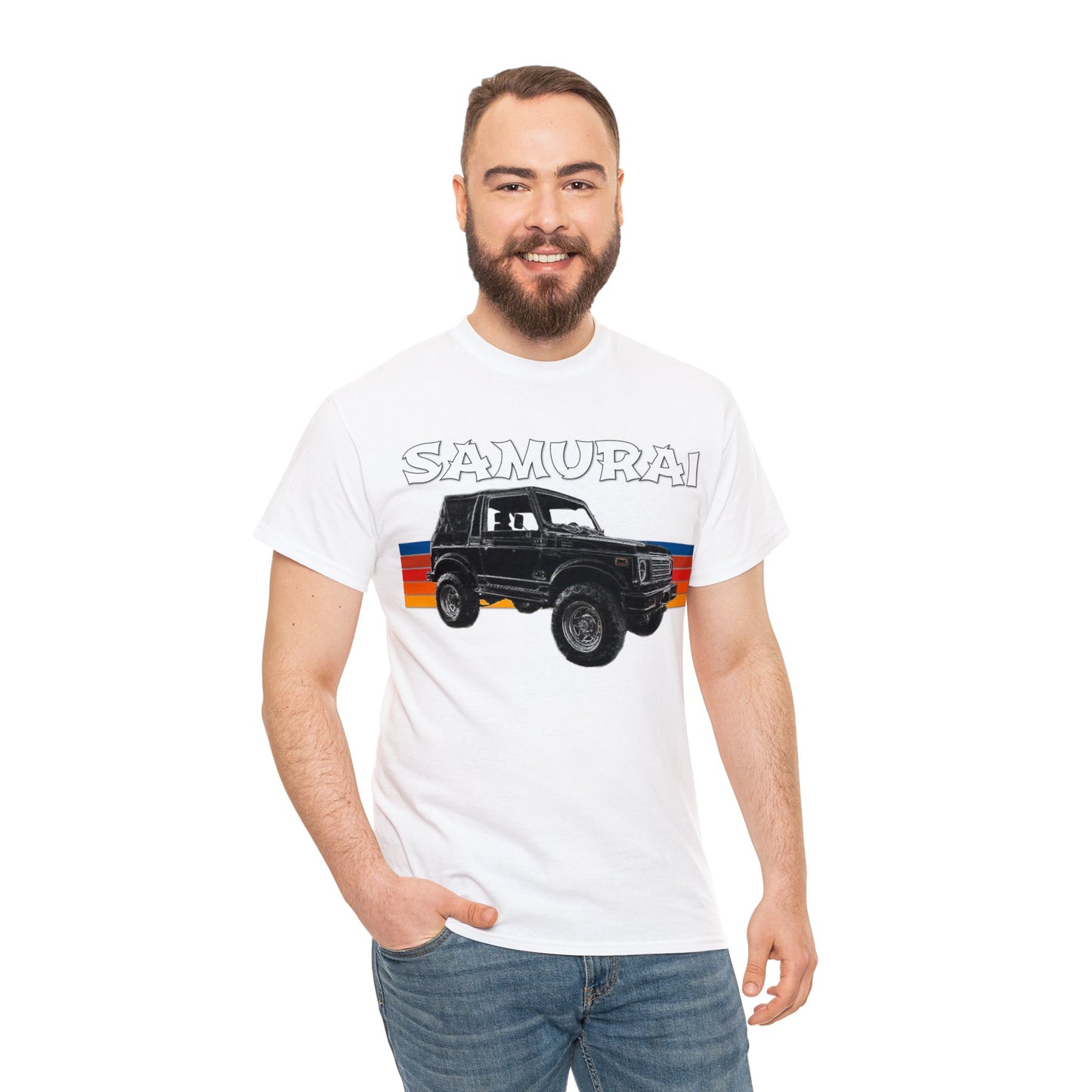 Samurai Vintage Retro 4x4 Truck, Samurai 4 Wheel Drive Car Heavy Cotton Tee