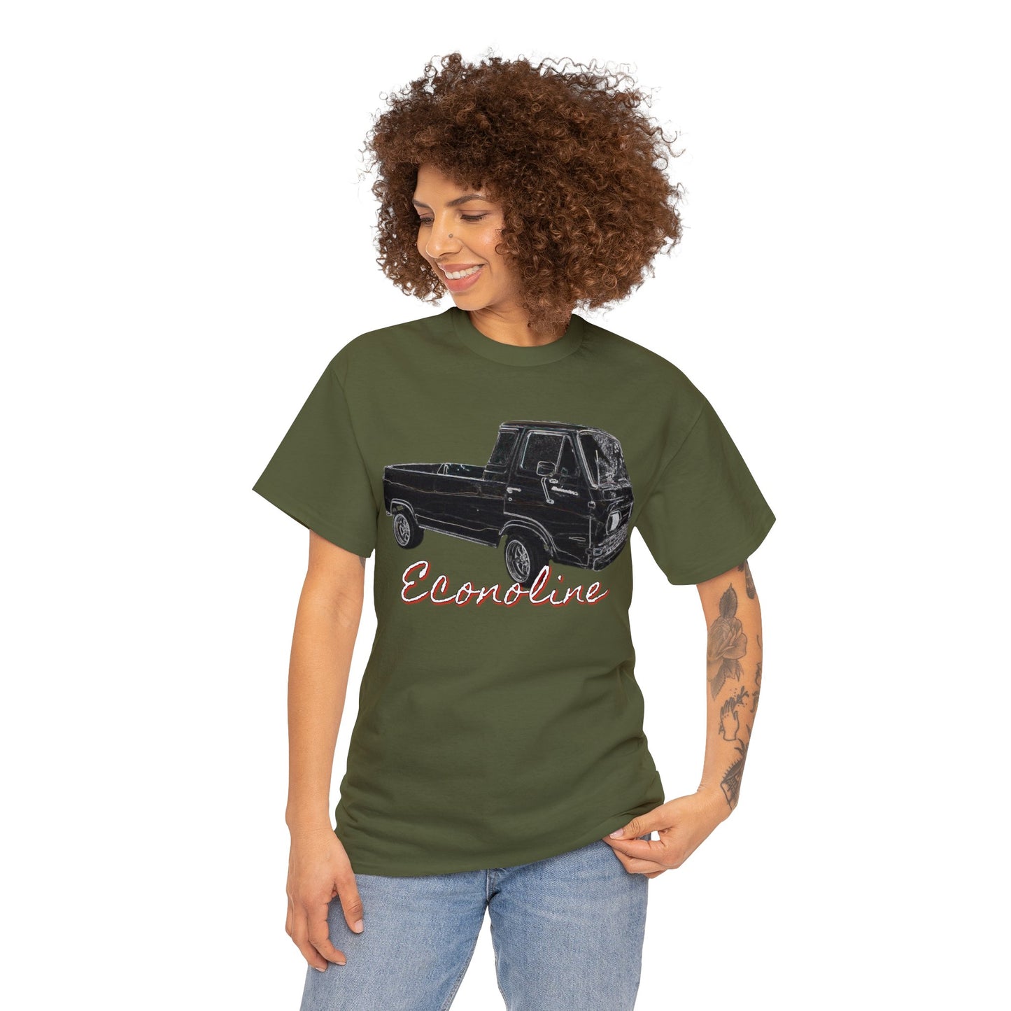 Econoline Pickup Truck, Vintage Pickup Truck, Old School Pickup Heavy Cotton Tee