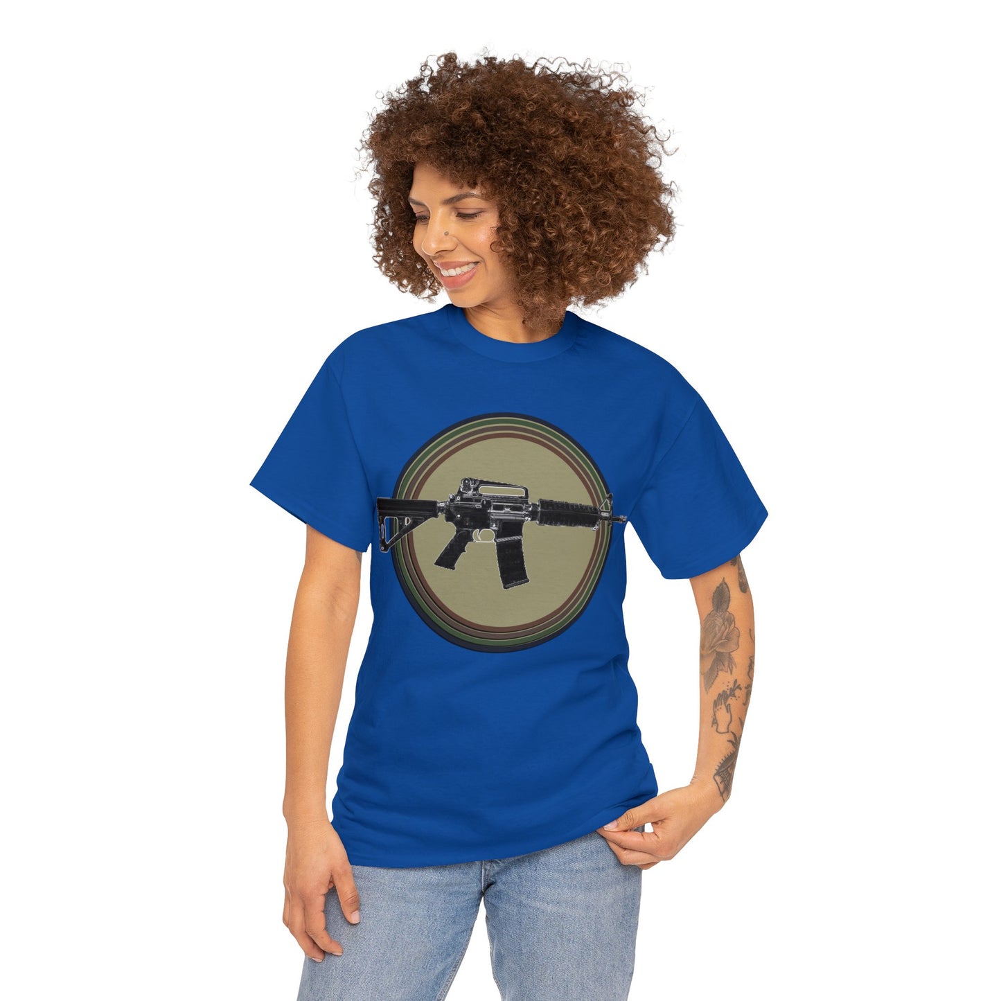 AR 15, Tactitcal Gun, Military Gun, Machine Gun Heavy Cotton Tee