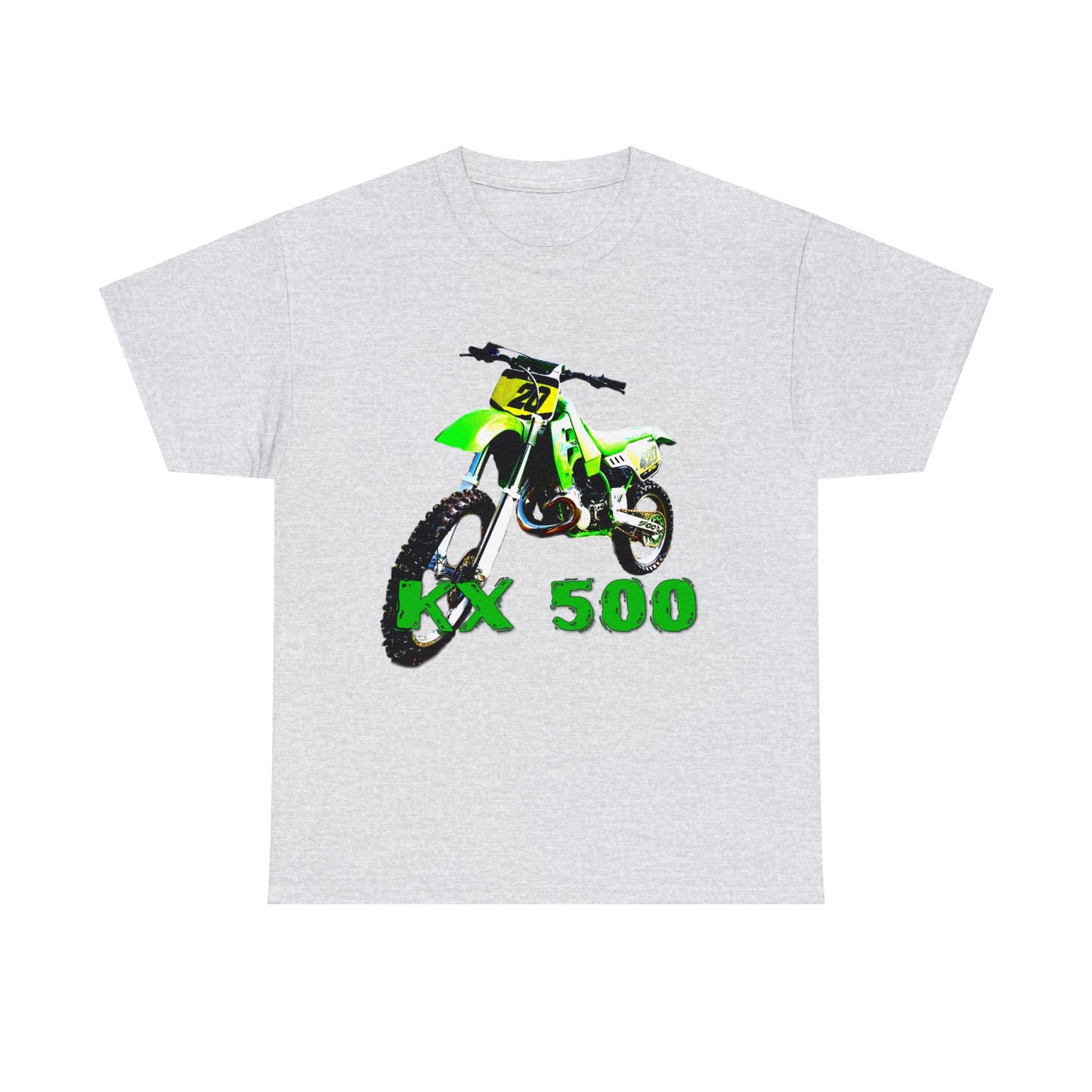 KX 500 Motocross, Vintage Dirt Bike, Green Dirt Bike, Motocross Heavy Cotton Tee