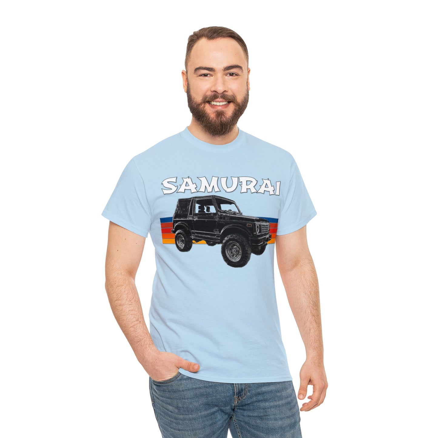 Samurai Vintage Retro 4x4 Truck, Samurai 4 Wheel Drive Car Heavy Cotton Tee