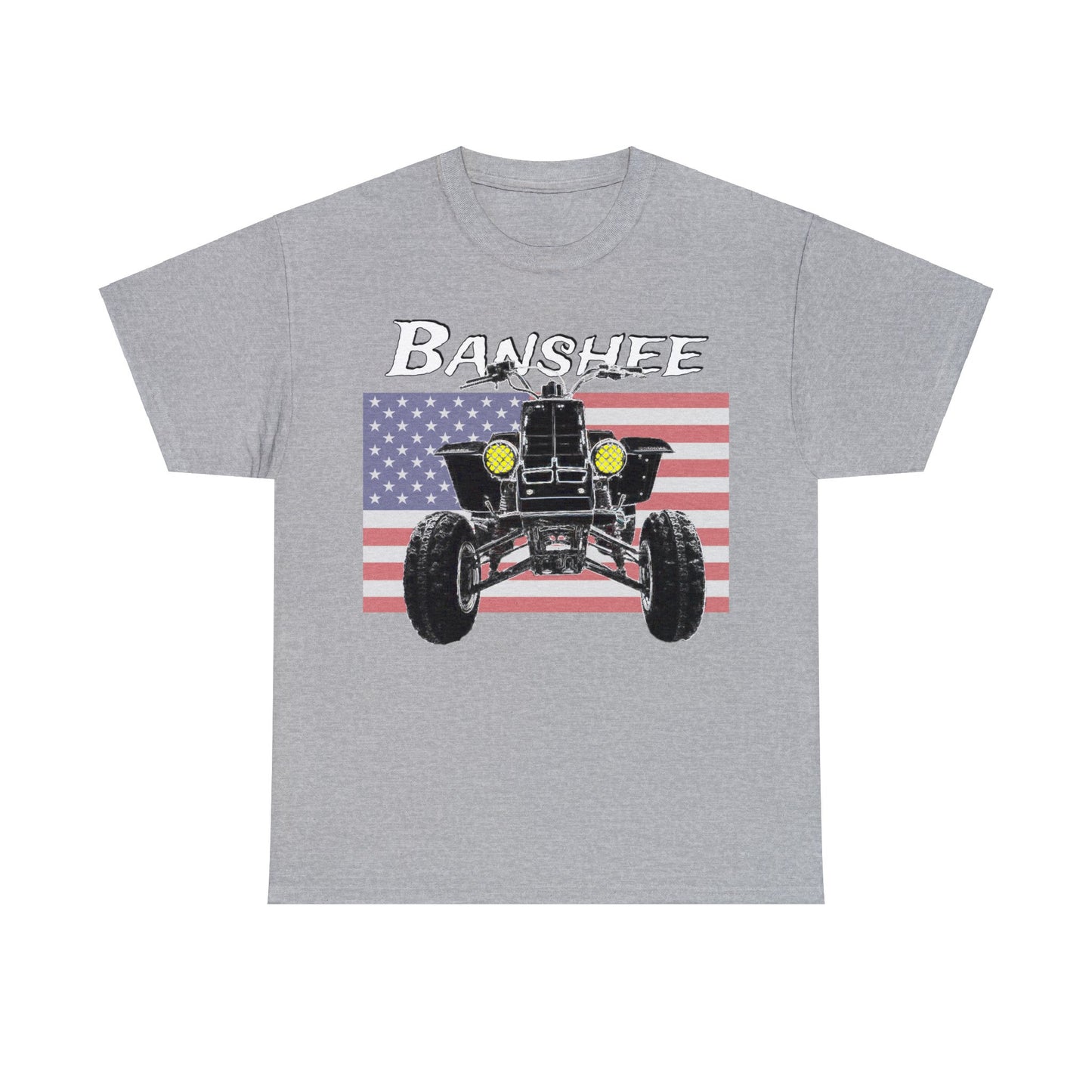 Banshee Quad ATV, Banshee Four Wheeler, Quad Bike American Flag Heavy Cotton Tee