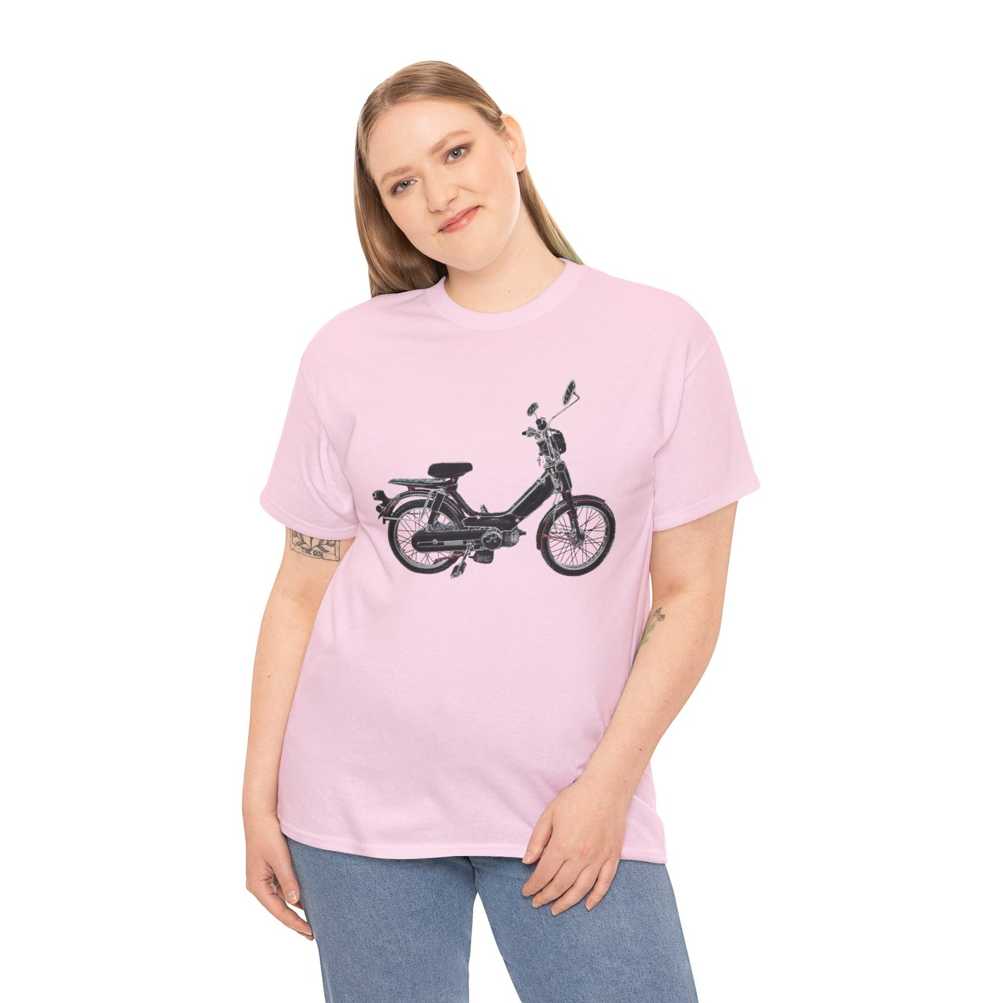 Vintage 1978 Pedal Moped Scooter Mini Bike Motorcycle Moped Heavy Cotton Tee