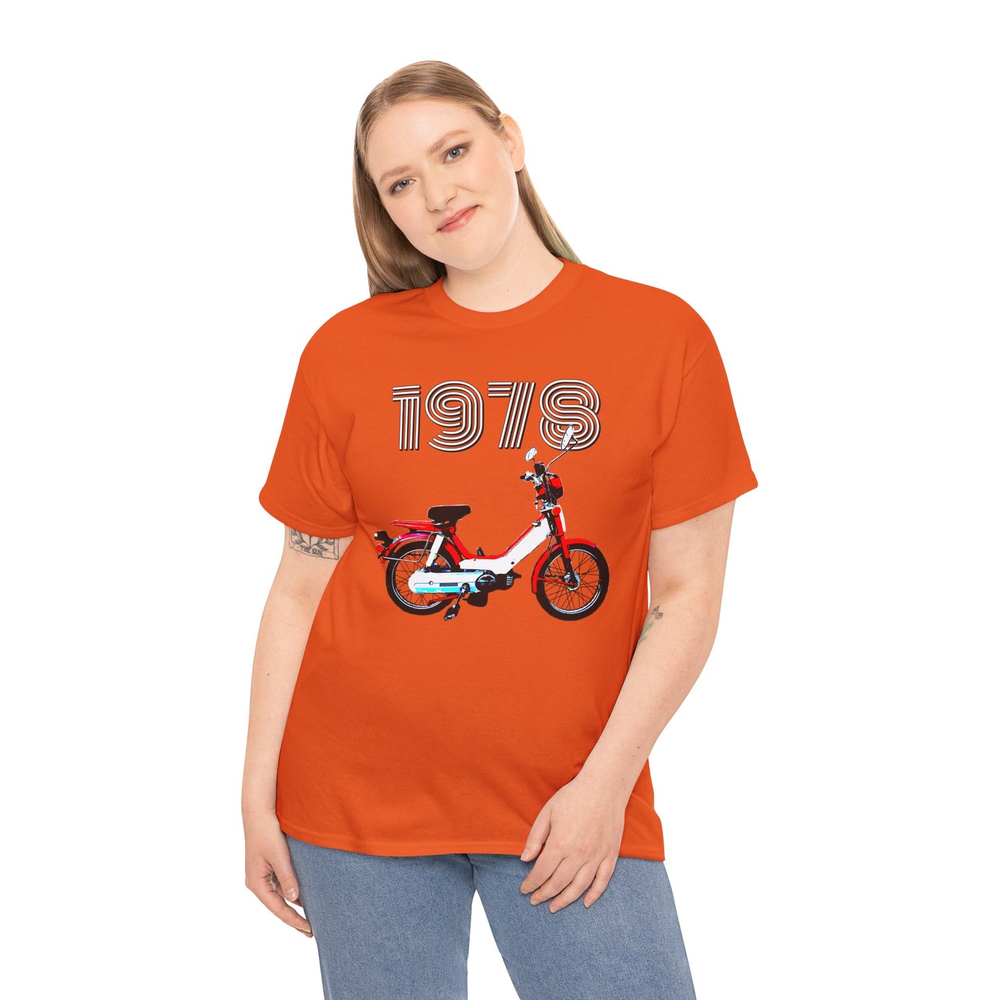 Vintage 1978 Pedal Moped Scooter Mini Bike Motorcycle Moped Heavy Cotton Tee