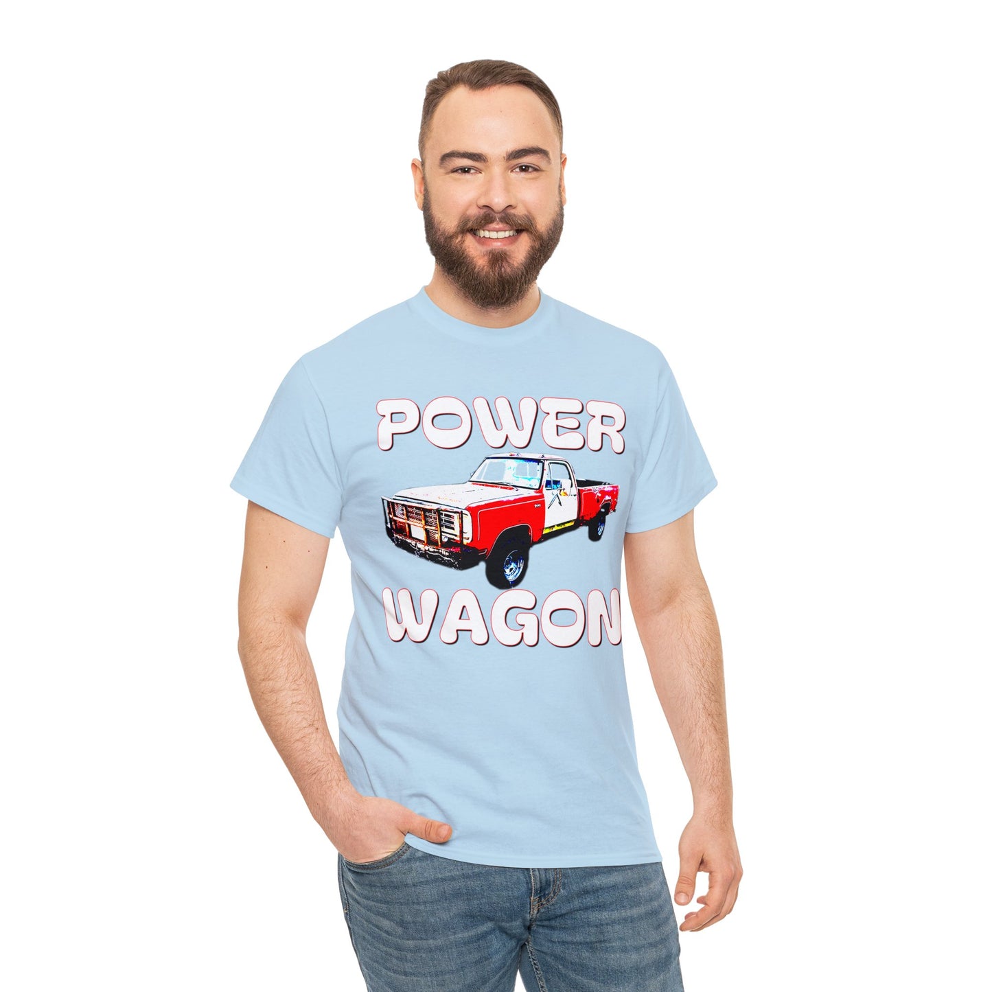 Power Wagon Pickup Truck, Vintage Pick Up Truck, Retro Truck Heavy Cotton Tee