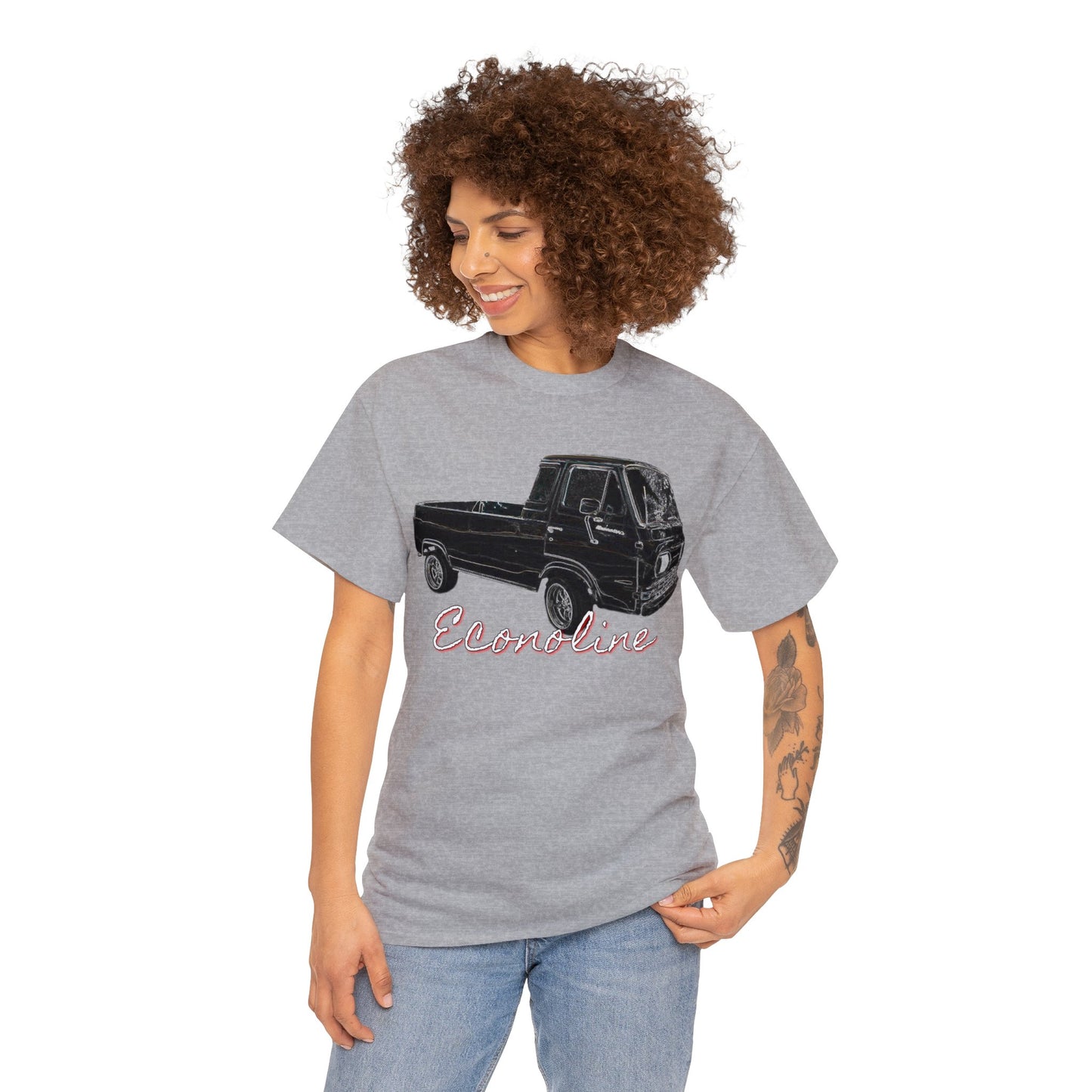 Econoline Pickup Truck, Vintage Pickup Truck, Old School Pickup Heavy Cotton Tee