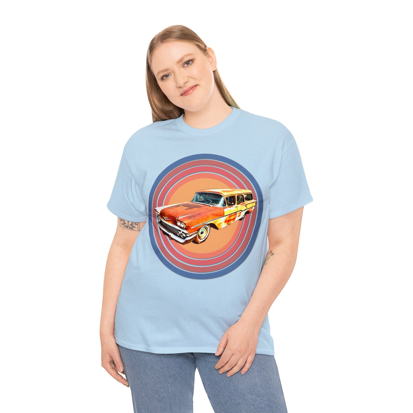 Vintage 1950's Station Wagon Car, Rusty Old Station Wagon, Vintage Station Wagon Heavy Cotton Tee