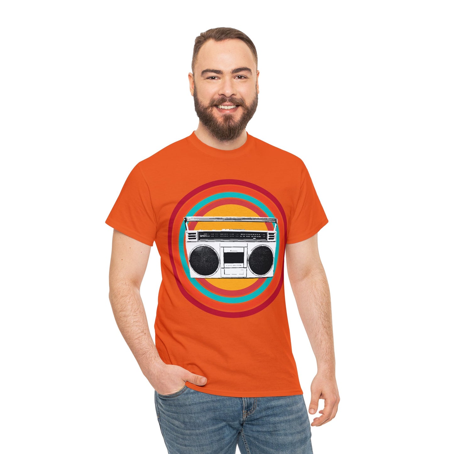 Jam Box, Ghetto Blaster, Boombox, Vintage Radio, Retro Cassette Player Heavy Cotton Tee