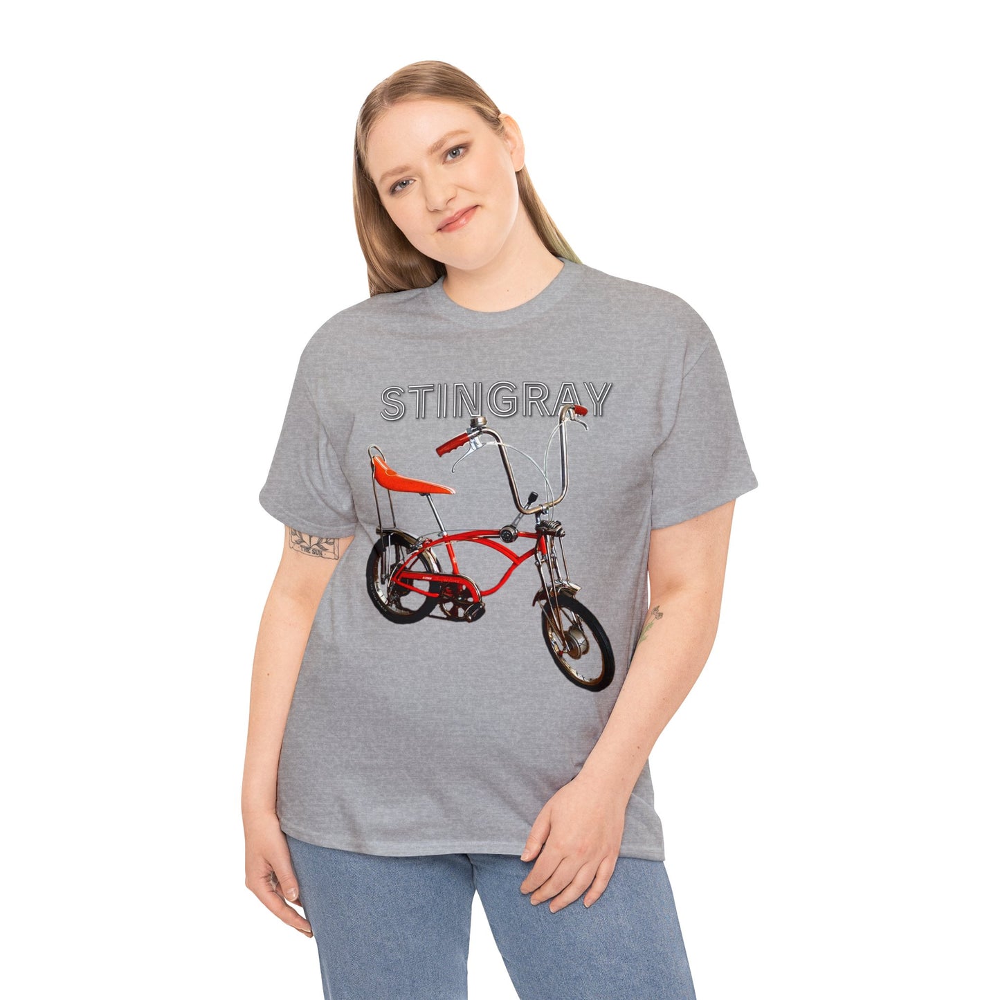 Stingray Krate Bicycle, Vintage Stick Shift Bike, Banana Seat Bike Heavy Cotton Tee