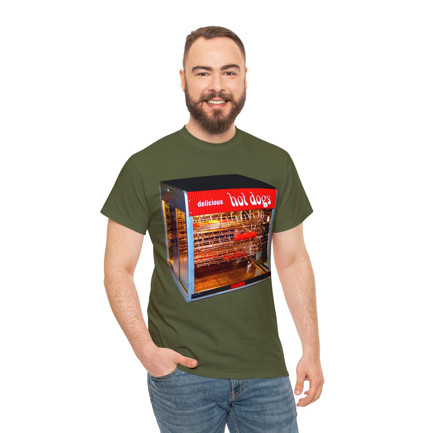 Hot Dog Roller, Hot Dog Vendor, Hot Dog Machine, Delicious Hot Dogs Heavy Cotton Tee