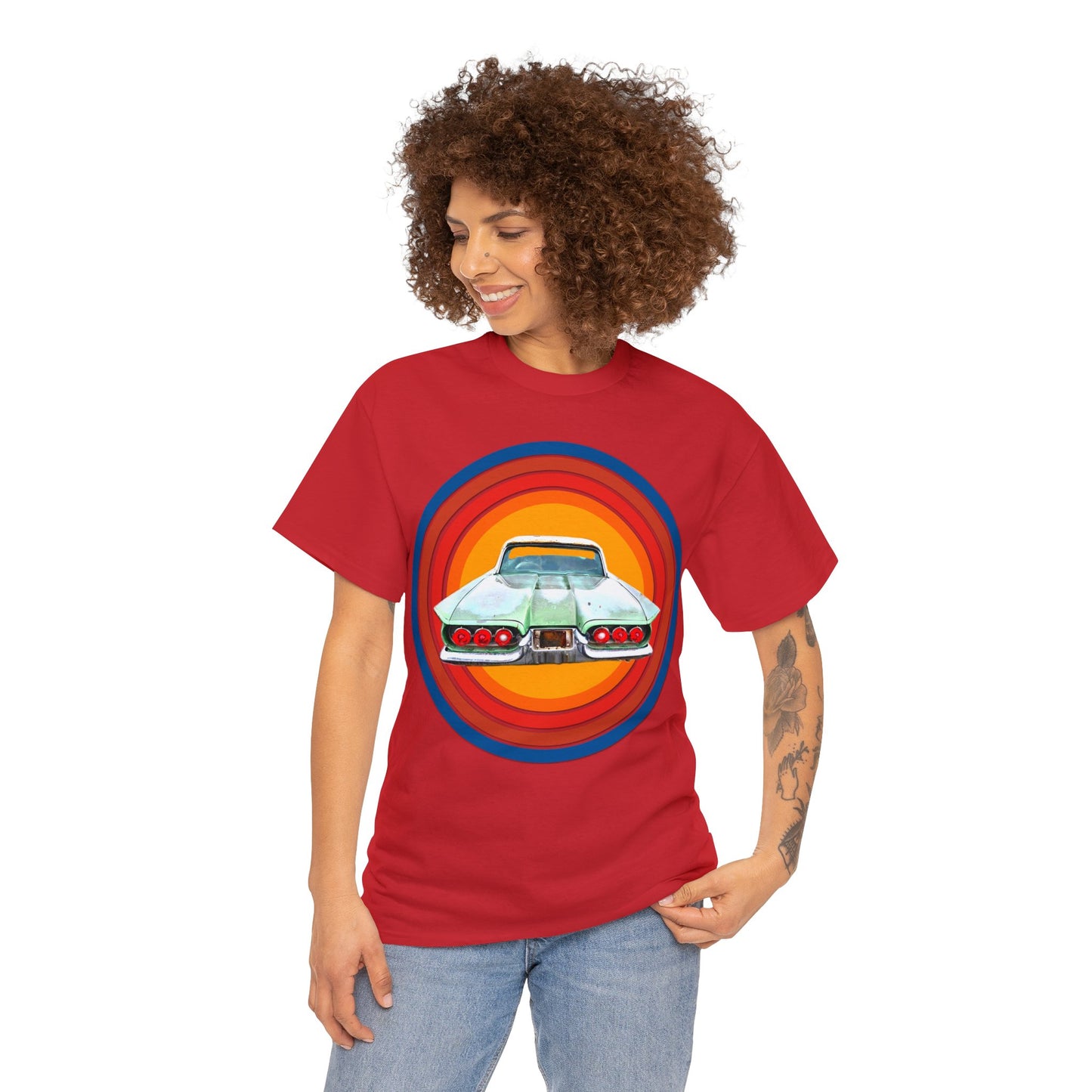 1960s Thunderbird Vintage American Automobile, Antique American Car Heavy Cotton Tee