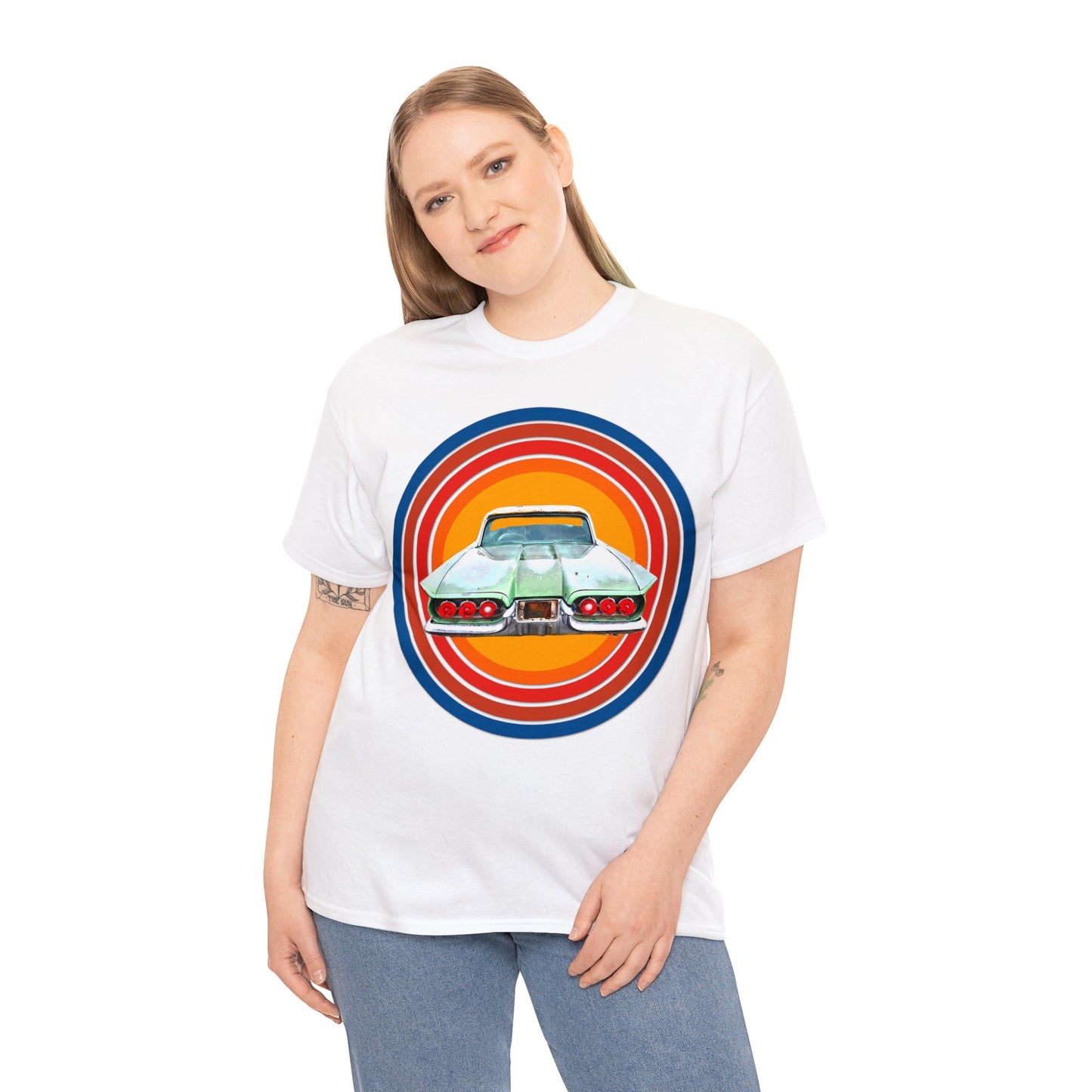 1960s Thunderbird Vintage American Automobile, Antique American Car Heavy Cotton Tee