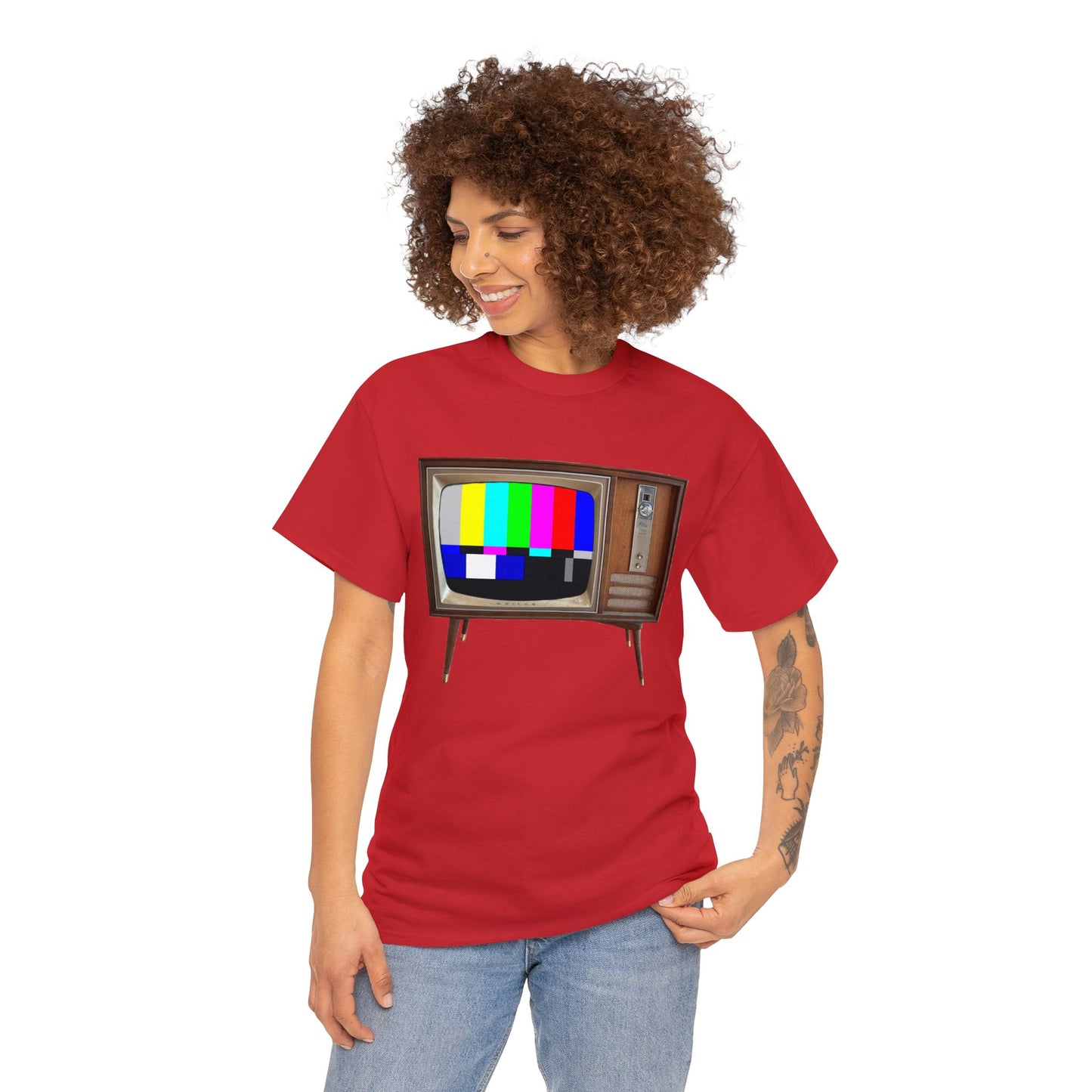 Vintage Television, Tube TV, Sign Off Screen, Old School, Vintage, Retro Heavy Cotton Tee