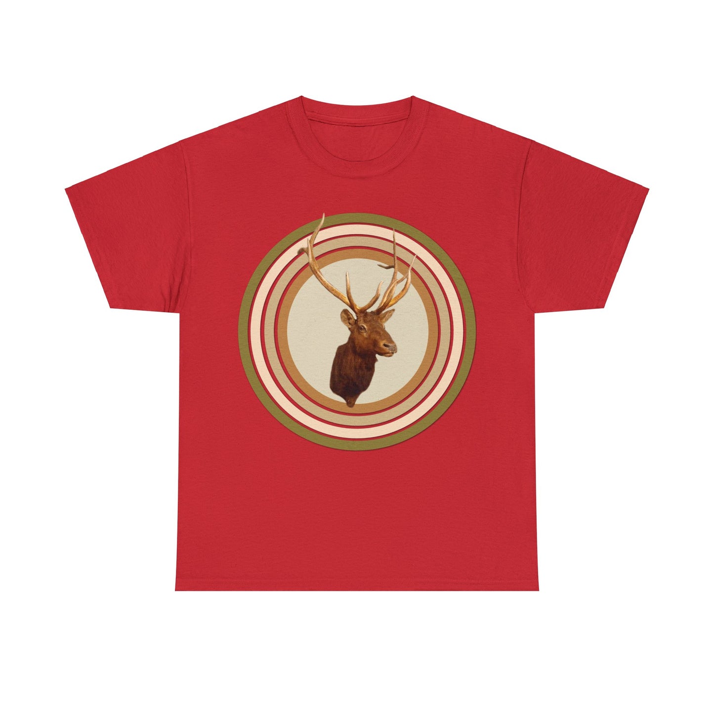 Elk Head, Elk Hunter, Camo Elk Design, Elk Hunting Heavy Cotton Tee