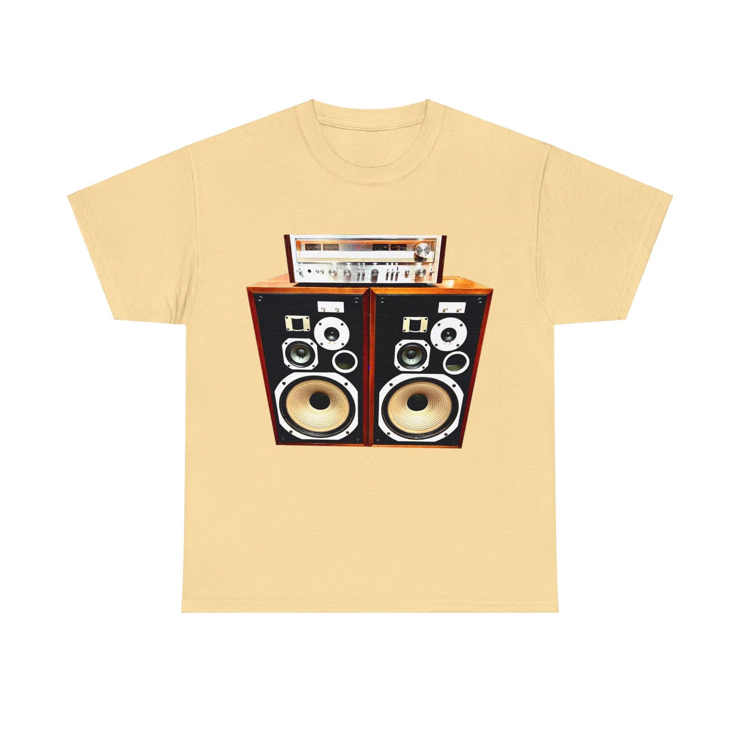 Vintage Stereo Receiver and Speakers, Audiophile, Retro Stereo, High Fidelity Heavy Cotton Tee