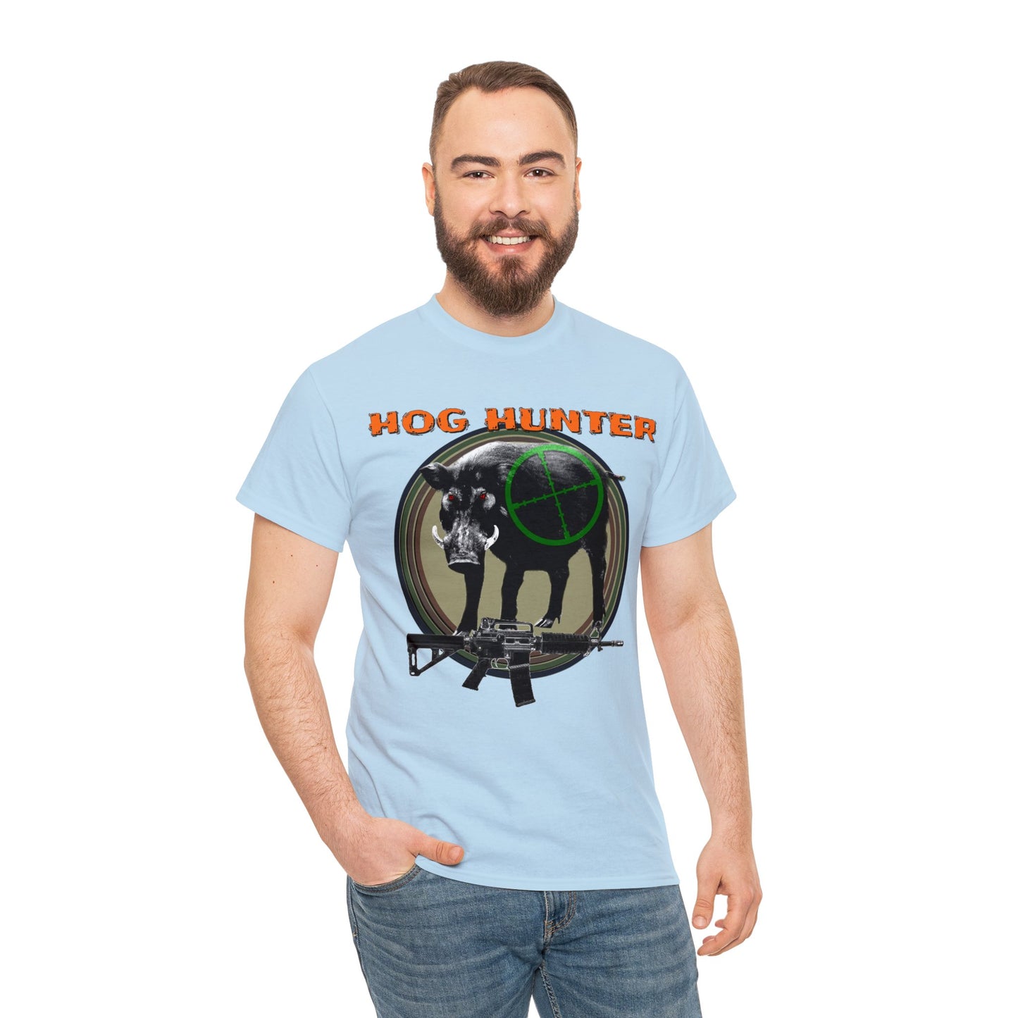Wild Hog Hunter, Wild Hog, Hog Wild, Hog Boar Hunting Heavy Cotton Tee