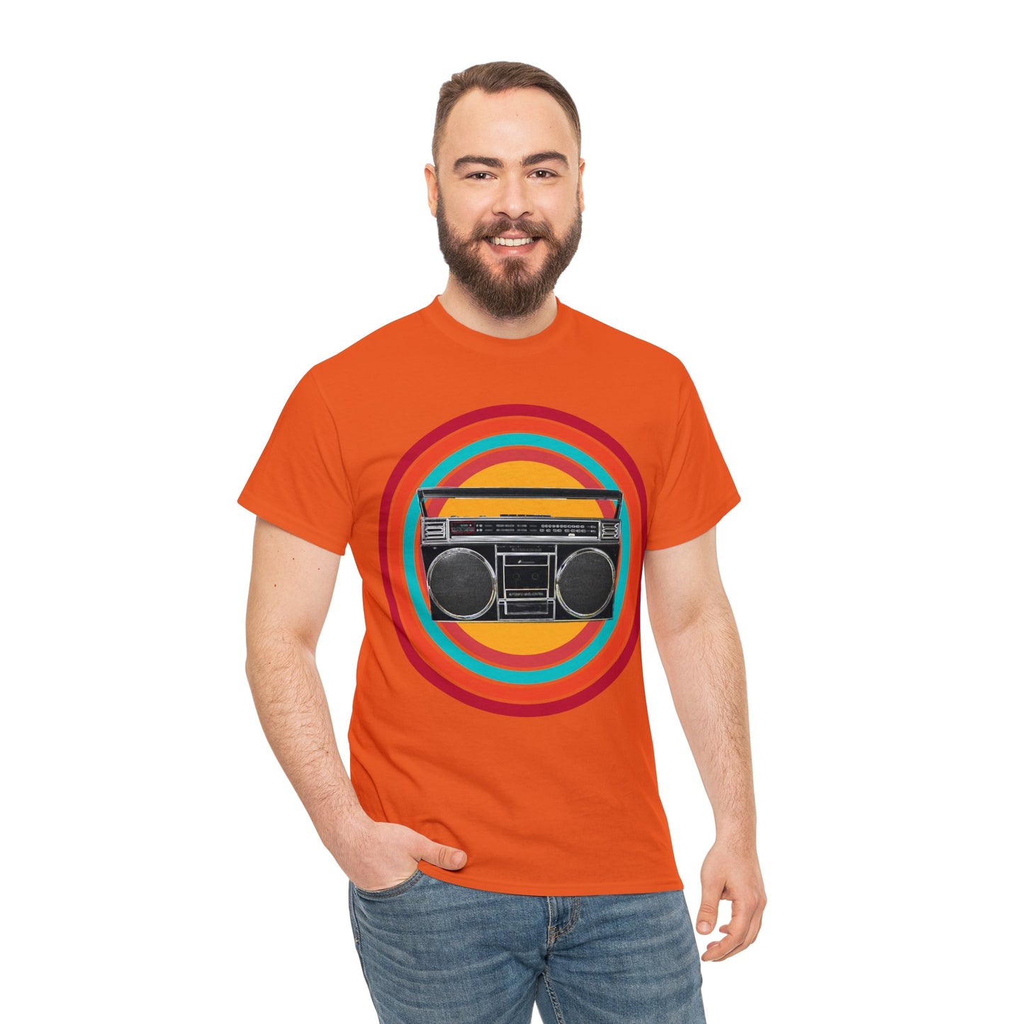 Jam Box, Ghetto Blaster, Boombox, Vintage Radio, Retro Cassette Player Heavy Cotton Tee