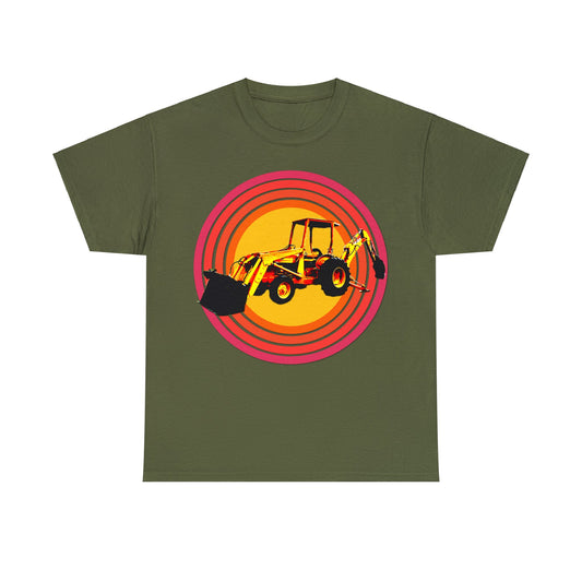 Back Hoe, Tractor, Bulldozer, Excavator, Construction, Under Construction Heavy Cotton Tee