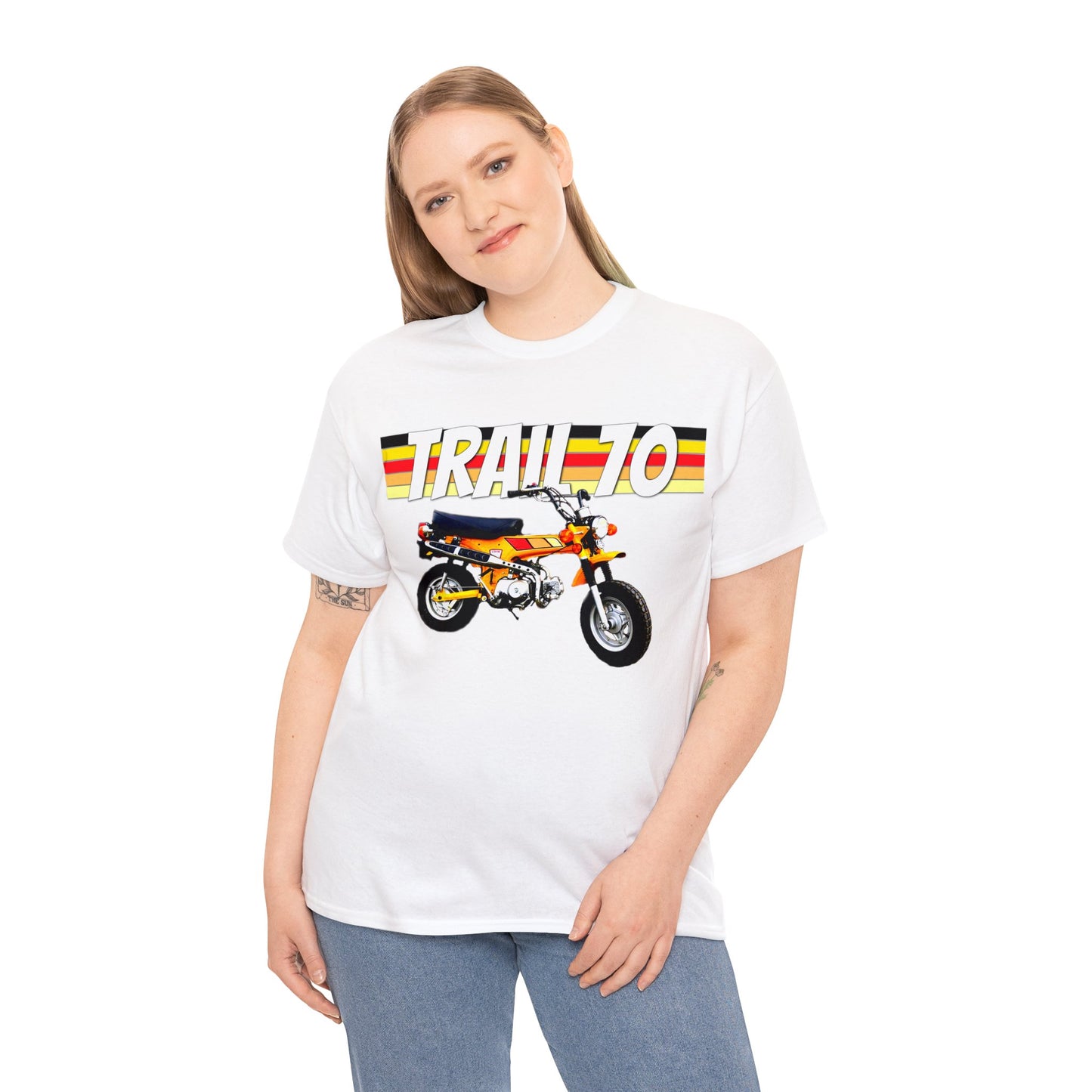 Trail 70 Mini BIke, Vintage Mini Bike, Retro Mini Bike Heavy Cotton Tee