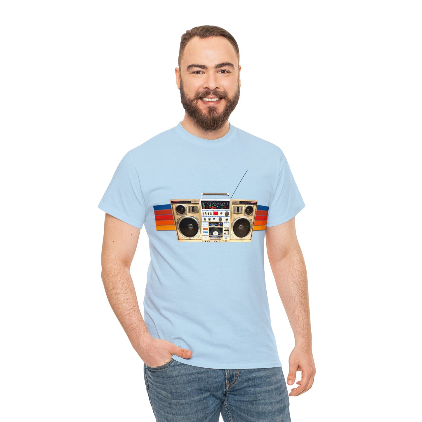 Jam Box, Ghetto Blaster, Boombox, Vintage Radio, Retro Cassette Player Heavy Cotton Tee