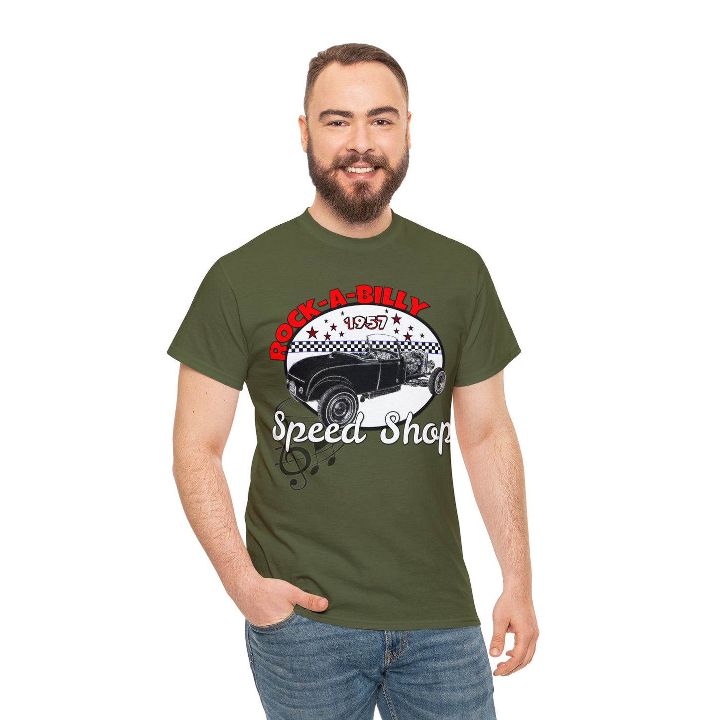 Rockabilly Model A Rat Rod Speed Shop 1957 Heavy Cotton Tee