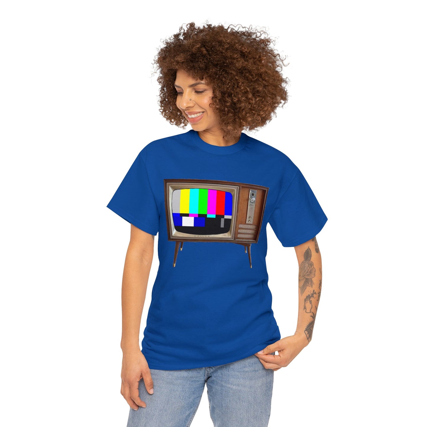 Vintage Television, Tube TV, Sign Off Screen, Old School, Vintage, Retro Heavy Cotton Tee