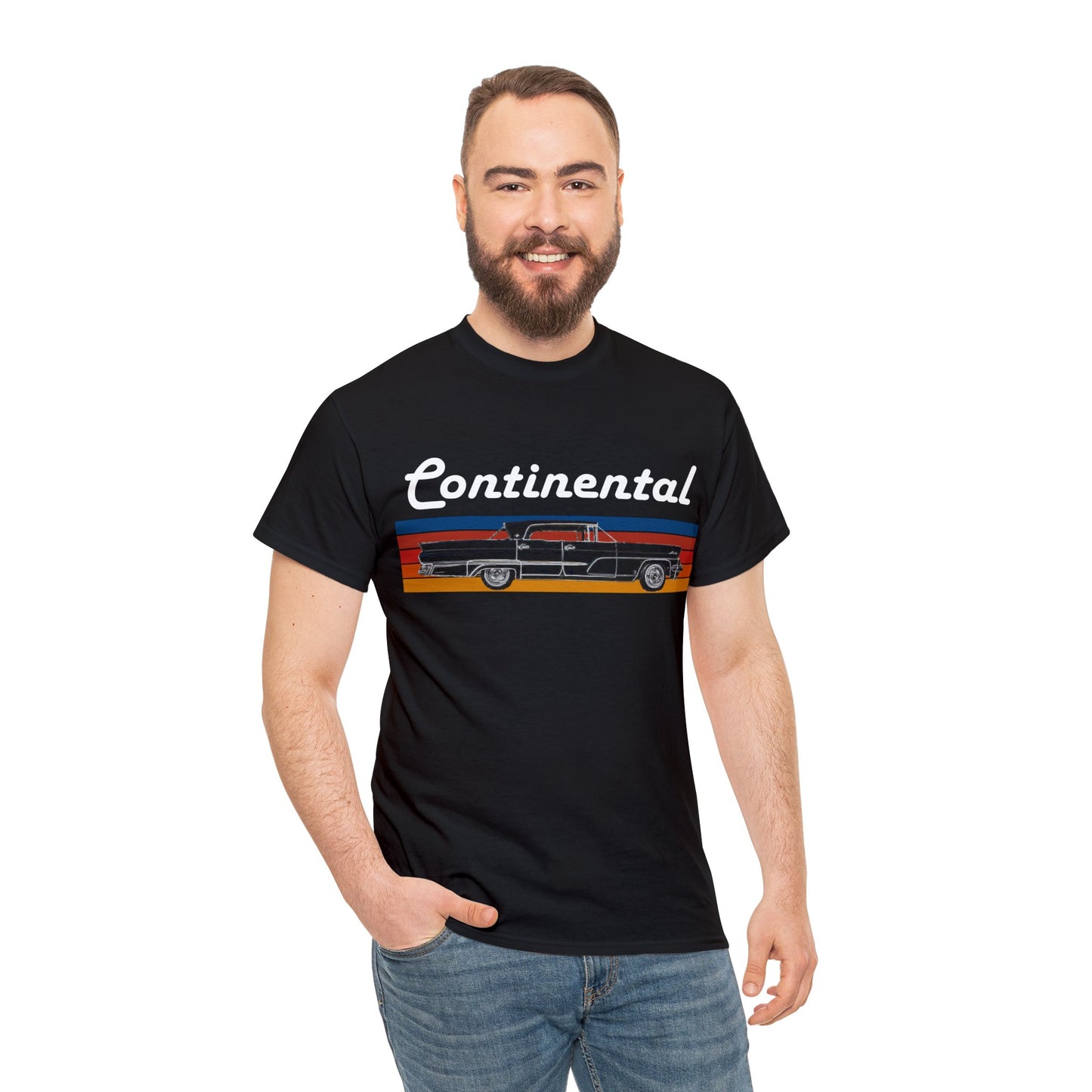 1959 Continental Retro Vintage American Car With Tail Fins Heavy Cotton Tee