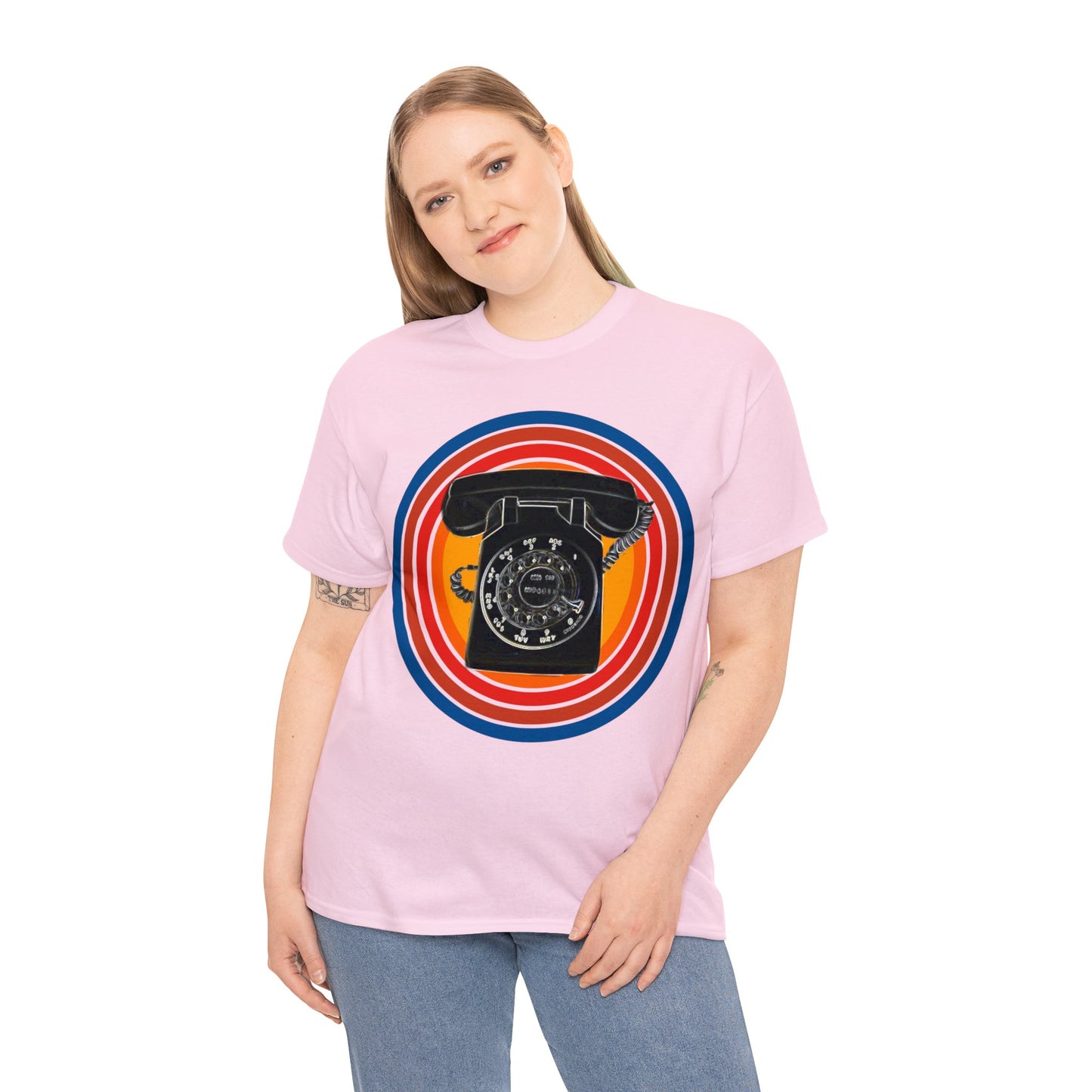 Vintage Retro Rotary Antique Telephone Phone Heavy Cotton Tee